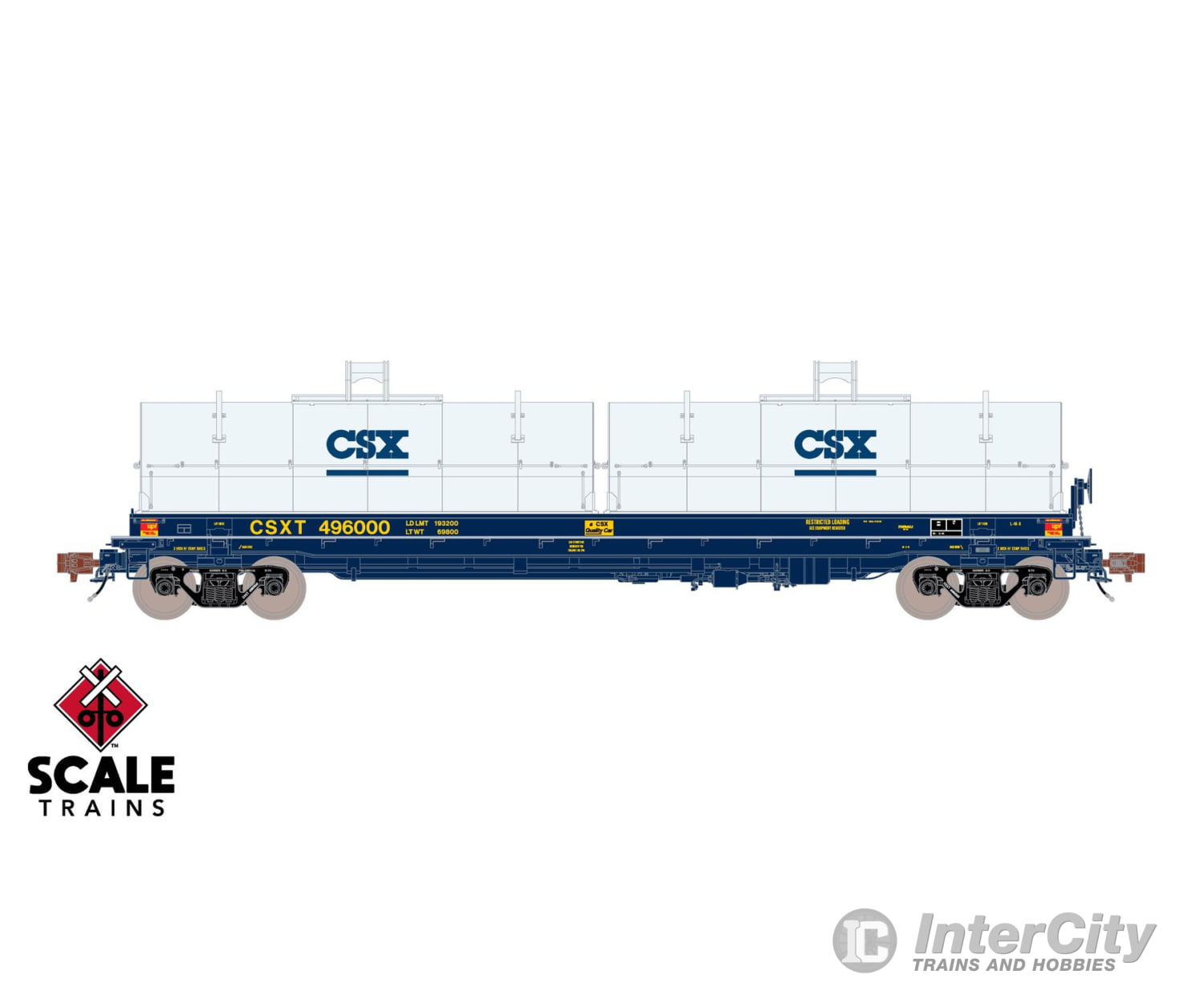 ScaleTrains SXT40277 Rivet Counter HO Scale Thrall 2-Hood Coil Steel Car CSX/White Hoods 496000 Freight Cars