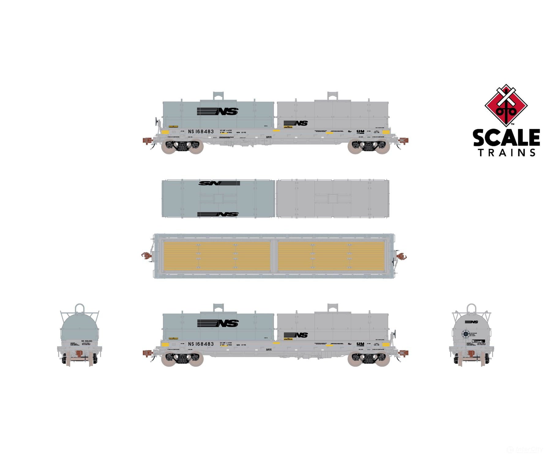 ScaleTrains SXT40303 Rivet Counter HO Scale Thrall 2-Hood Coil Steel Car Norfolk Southern/Mismatched Thoroughbred Logo