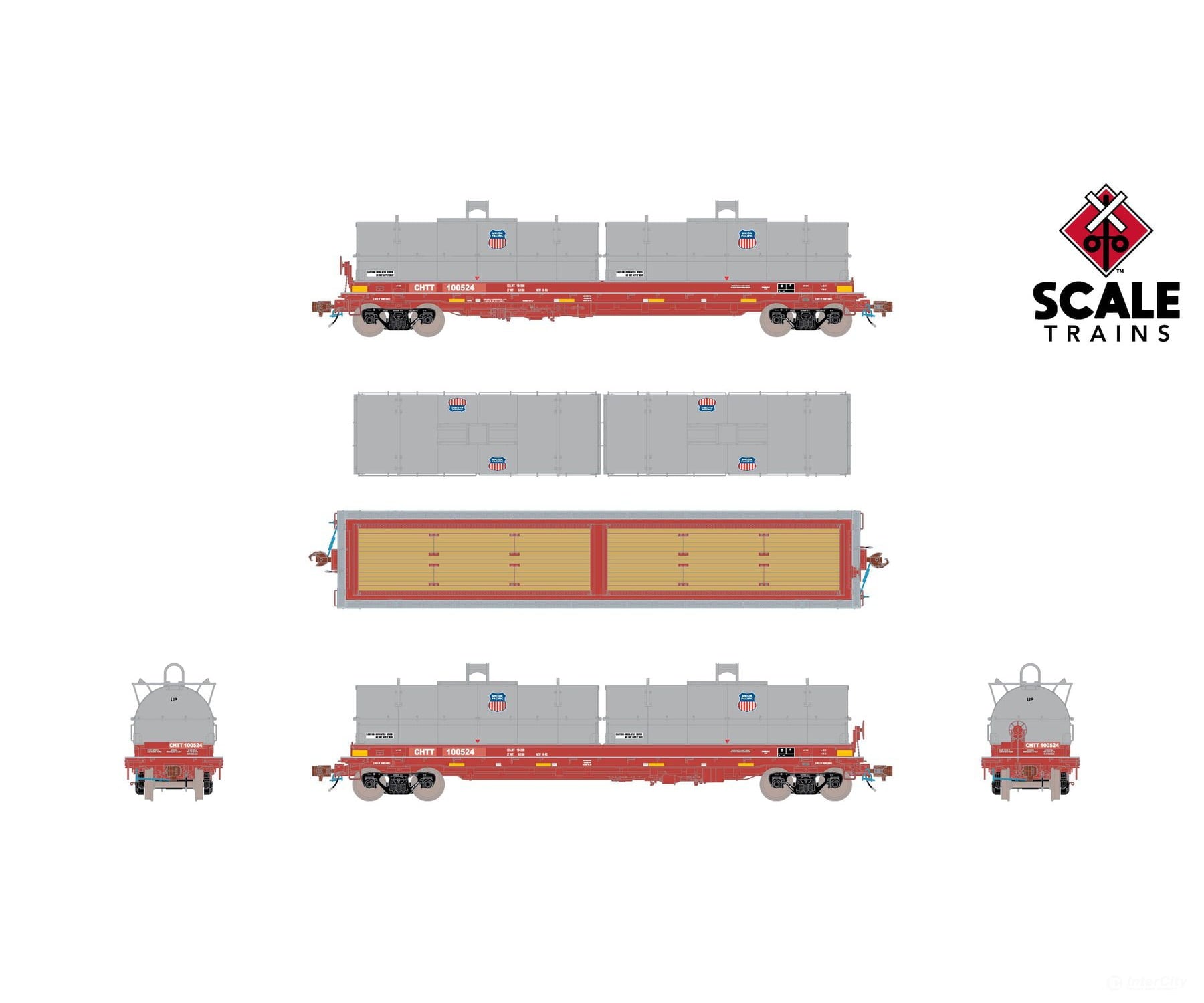 ScaleTrains SXT40304 Rivet Counter HO Scale Thrall 2-Hood Coil Steel Car CHTT/ex-CTRN Patched/Union Pacific Hoods