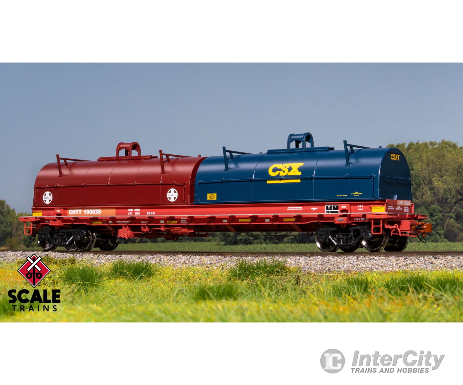 ScaleTrains SXT40305 Rivet Counter HO Scale Thrall 2-Hood Coil Steel Car CHTT/ex-CTRN Patched/ATSF & CSX Hoods 100639