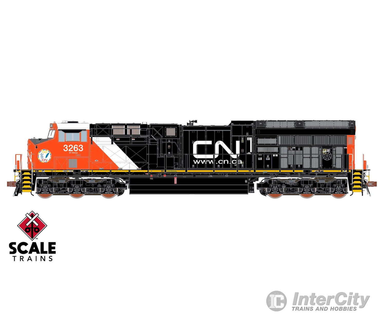 ScaleTrains SXT40417 Rivet Counter HO Scale GE ET44AC Canadian National/Aboriginal Affairs/White Cab Roof 3263 DCC &