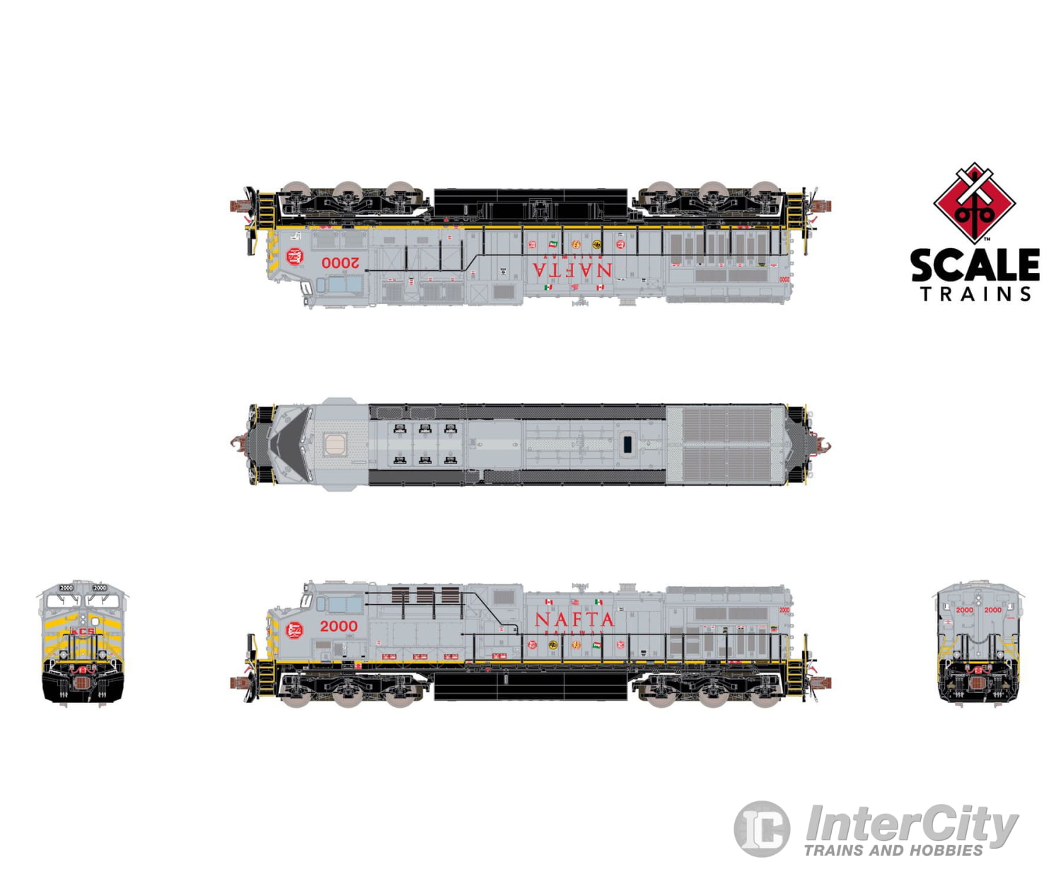 ScaleTrains SXT40609 Rivet Counter N Scale GE AC4400CW Kansas City Southern/NAFTA/Gray/KCS #2000 2000 DCC & Sound