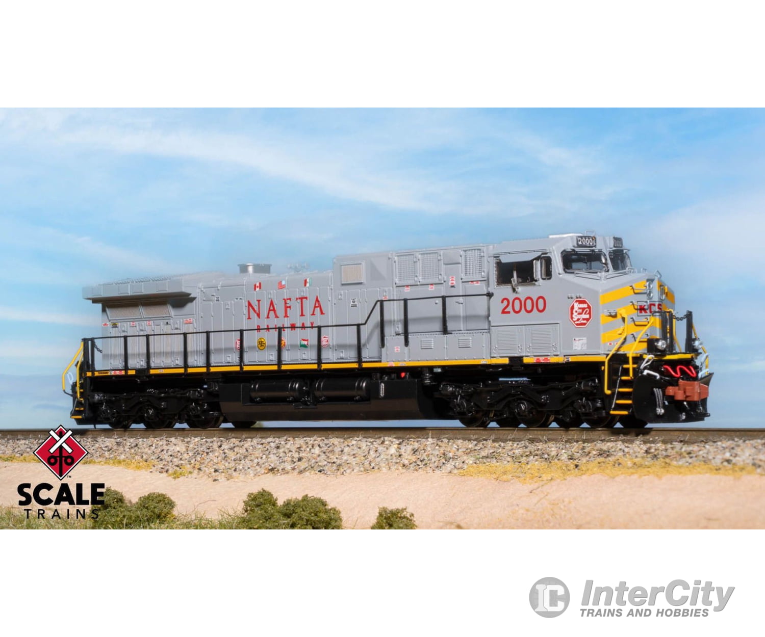 ScaleTrains SXT40609 Rivet Counter N Scale GE AC4400CW Kansas City Southern/NAFTA/Gray/KCS #2000 2000 DCC & Sound