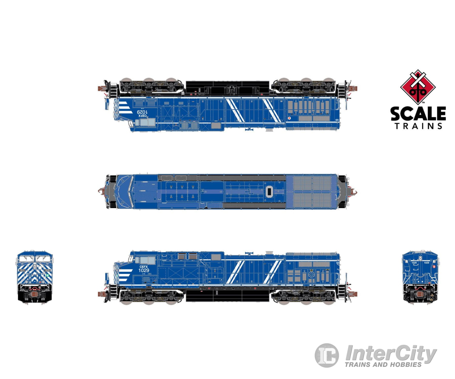 ScaleTrains SXT40635 Rivet Counter N Scale GE AC4400CW CEFX/Bluebird 1031 DCC & Sound Equipped Locomotives