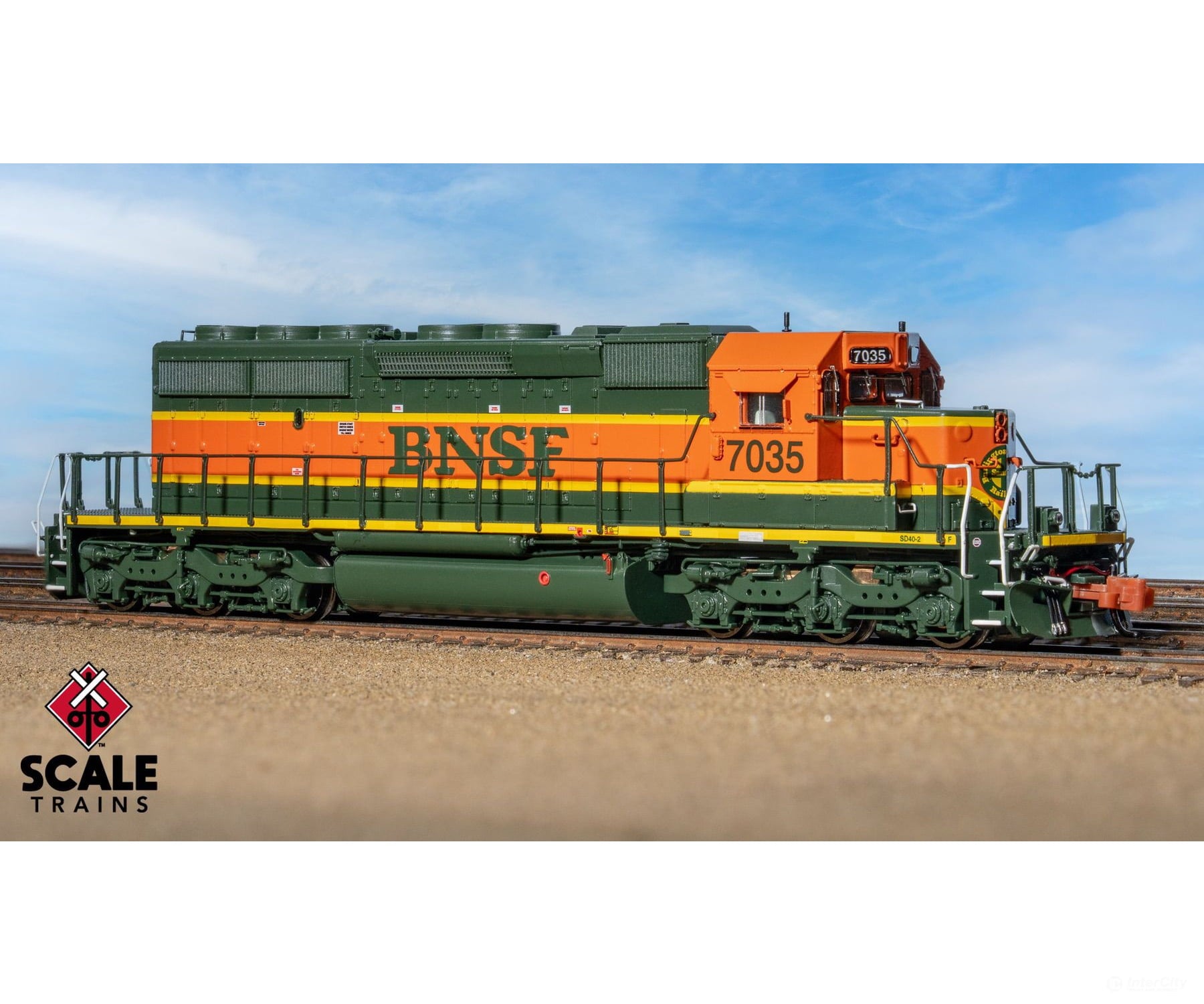 ScaleTrains SXT40680 Rivet Counter N Scale EMD SD40-2,BNSF/Heritage I/Large Circle-Cross Nose Logo 7035 DC/DCC Ready
