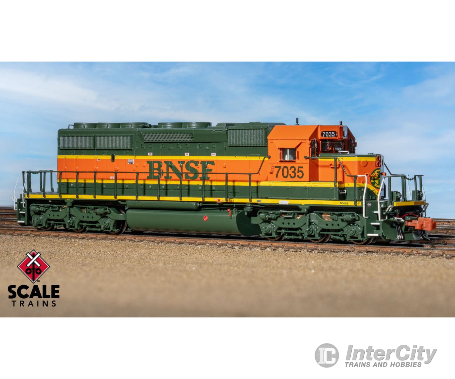 ScaleTrains SXT40680 Rivet Counter N Scale EMD SD40-2,BNSF/Heritage I/Large Circle-Cross Nose Logo 7035 DC/DCC Ready