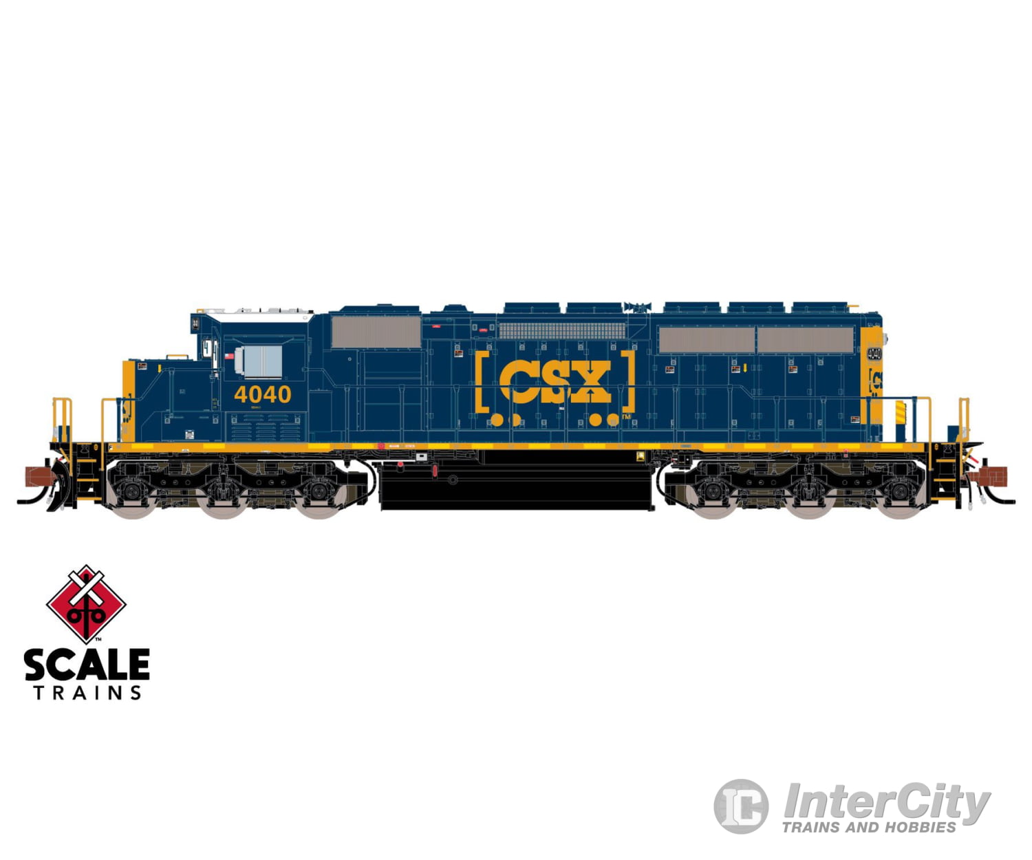 ScaleTrains SXT40683 Rivet Counter N Scale EMD SD40-3 CSX/YN3 Boxcar Logo 4040 DCC & Sound Equipped Locomotives