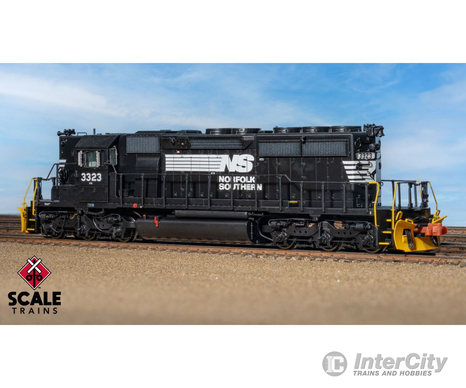 ScaleTrains SXT40723 Rivet Counter N Scale EMD SD40-2 Norfolk Southern/Thoroughbred/Corrugated Grilles/Yellow Plow 3323