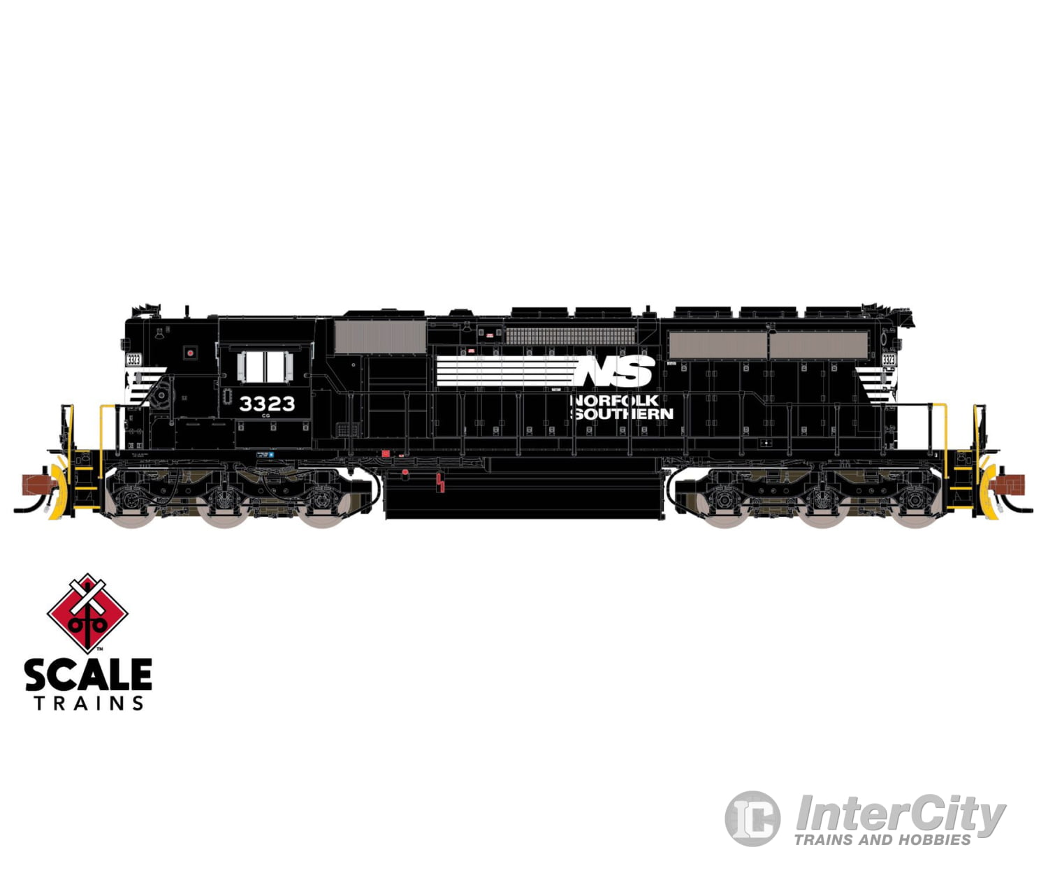 ScaleTrains SXT40723 Rivet Counter N Scale EMD SD40-2 Norfolk Southern/Thoroughbred/Corrugated Grilles/Yellow Plow 3323