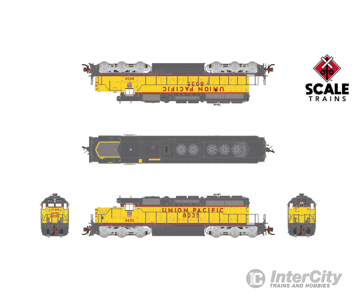 ScaleTrains SXT40727 Rivet Counter N Scale EMD SD40-2 Union Pacific/Fast Forty/116’’ Snoot Nose 8035 DCC & Sound