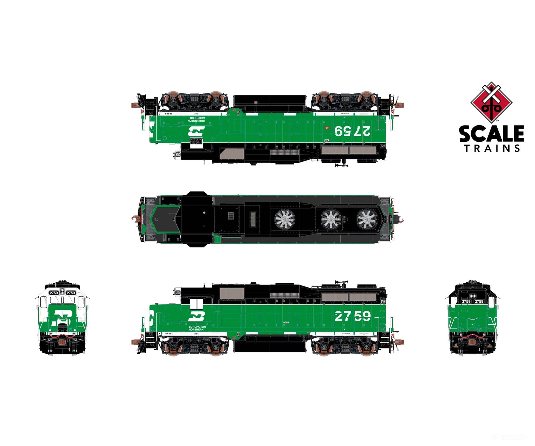 ScaleTrains SXT40931 Rivet Counter HO Scale EMD GP39E Burlington Northern/White Face/Strobe Lights 2761 DCC & Sound
