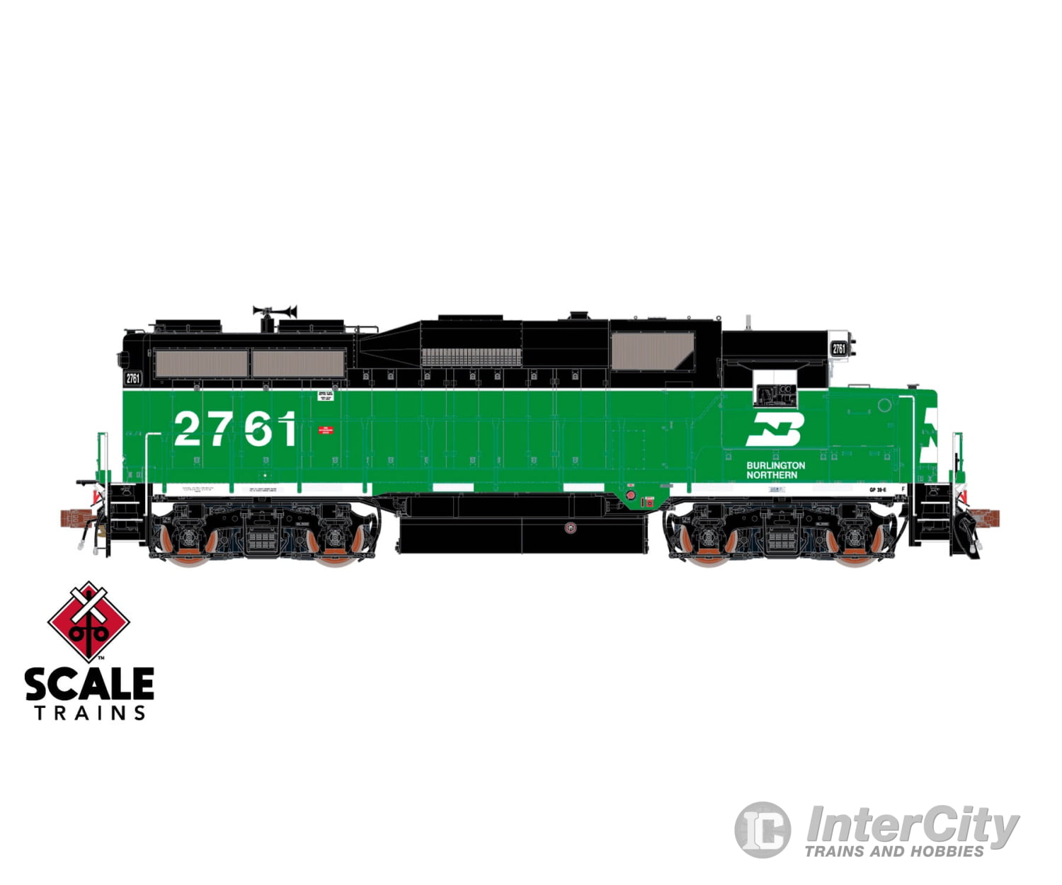 ScaleTrains SXT40931 Rivet Counter HO Scale EMD GP39E Burlington Northern/White Face/Strobe Lights 2761 DCC & Sound