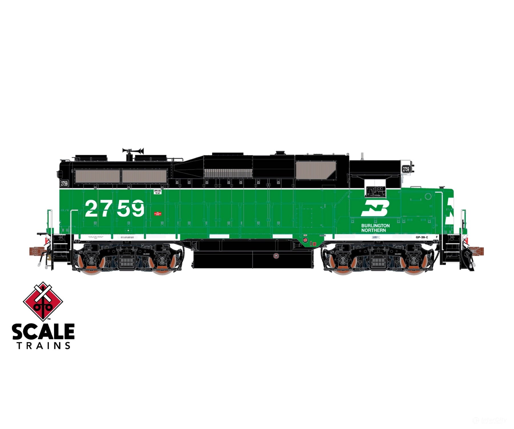 ScaleTrains SXT40931 Rivet Counter HO Scale EMD GP39E Burlington Northern/White Face/Strobe Lights 2761 DCC & Sound