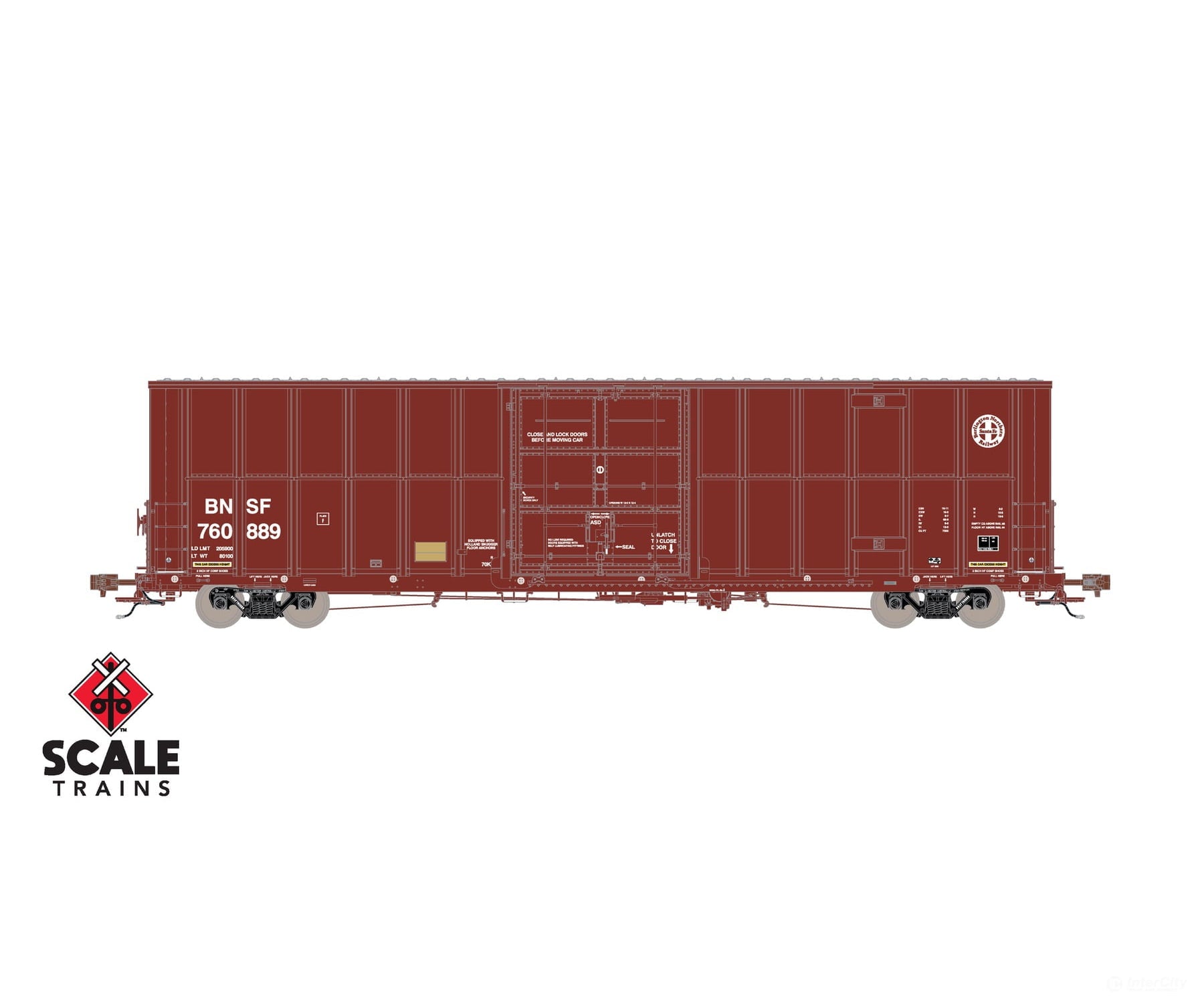 ScaleTrains SXT40993 Rivet Counter HO Scale Trinity 60’ 7500 12’ Plug-Door High-Cube Boxcar BNSF/Circle Cross Logo