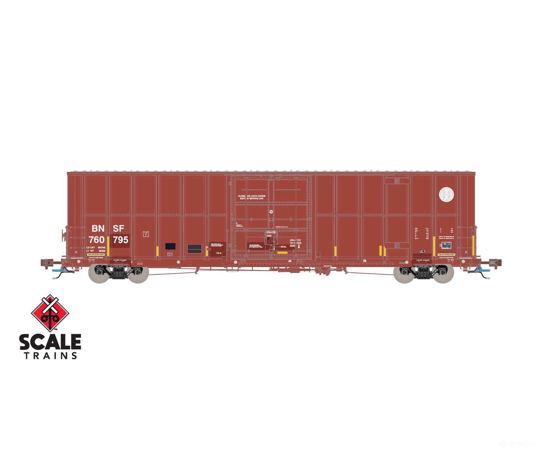 ScaleTrains SXT40996 Rivet Counter HO Scale Trinity 60’ 7500 12’ Plug-Door High-Cube Boxcar BNSF/Circle Cross