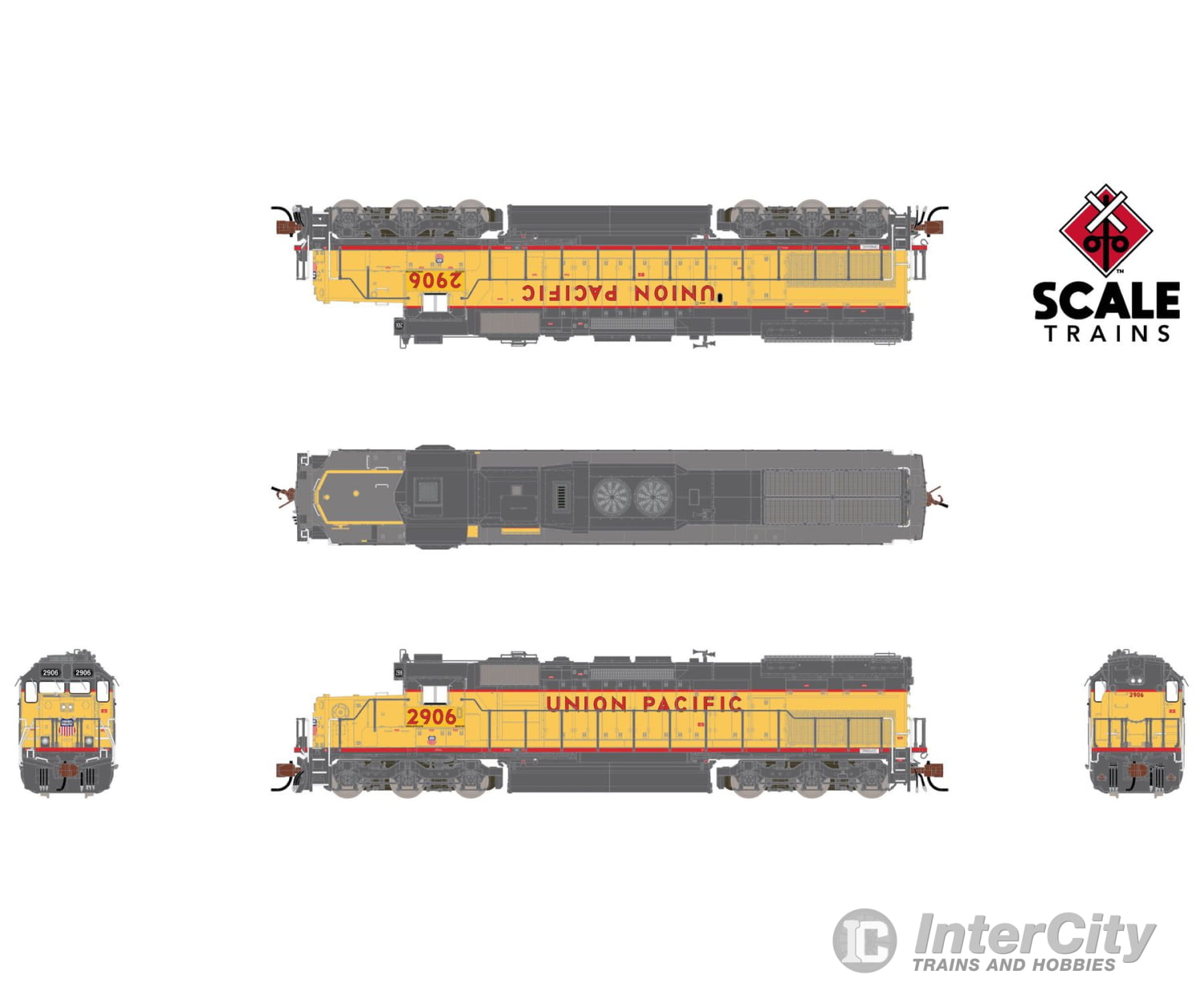 ScaleTrains SXT41054 Rivet Counter N Scale EMD SD40T-2 Union Pacific/116’’ Snoot Nose/Ditch Lights 2906 DCC & Sound