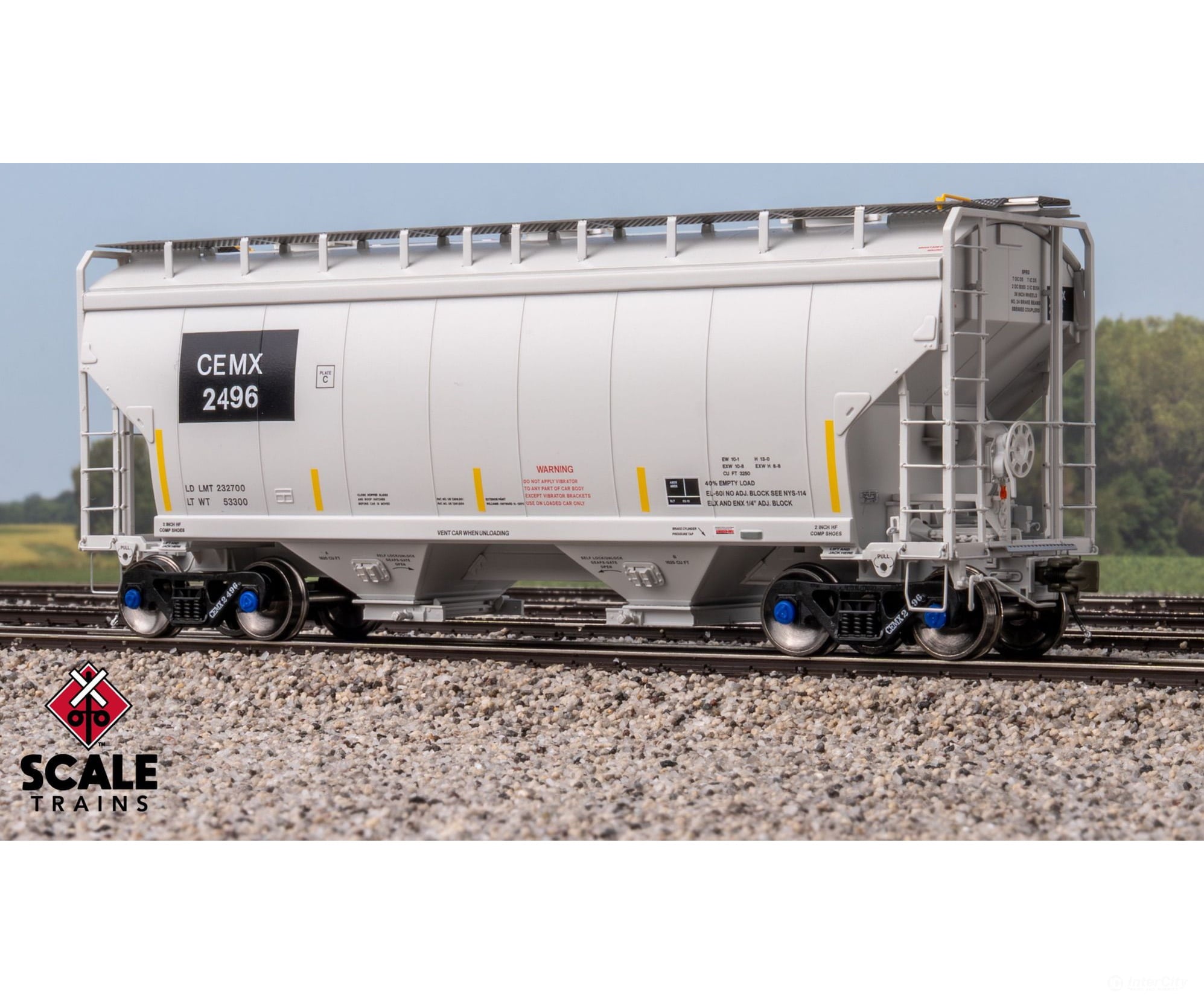 ScaleTrains SXT41095 Rivet Counter HO Scale Gunderson 3250 Covered Hopper CEMEX/ex-AOKX Black Patched/Low Profile