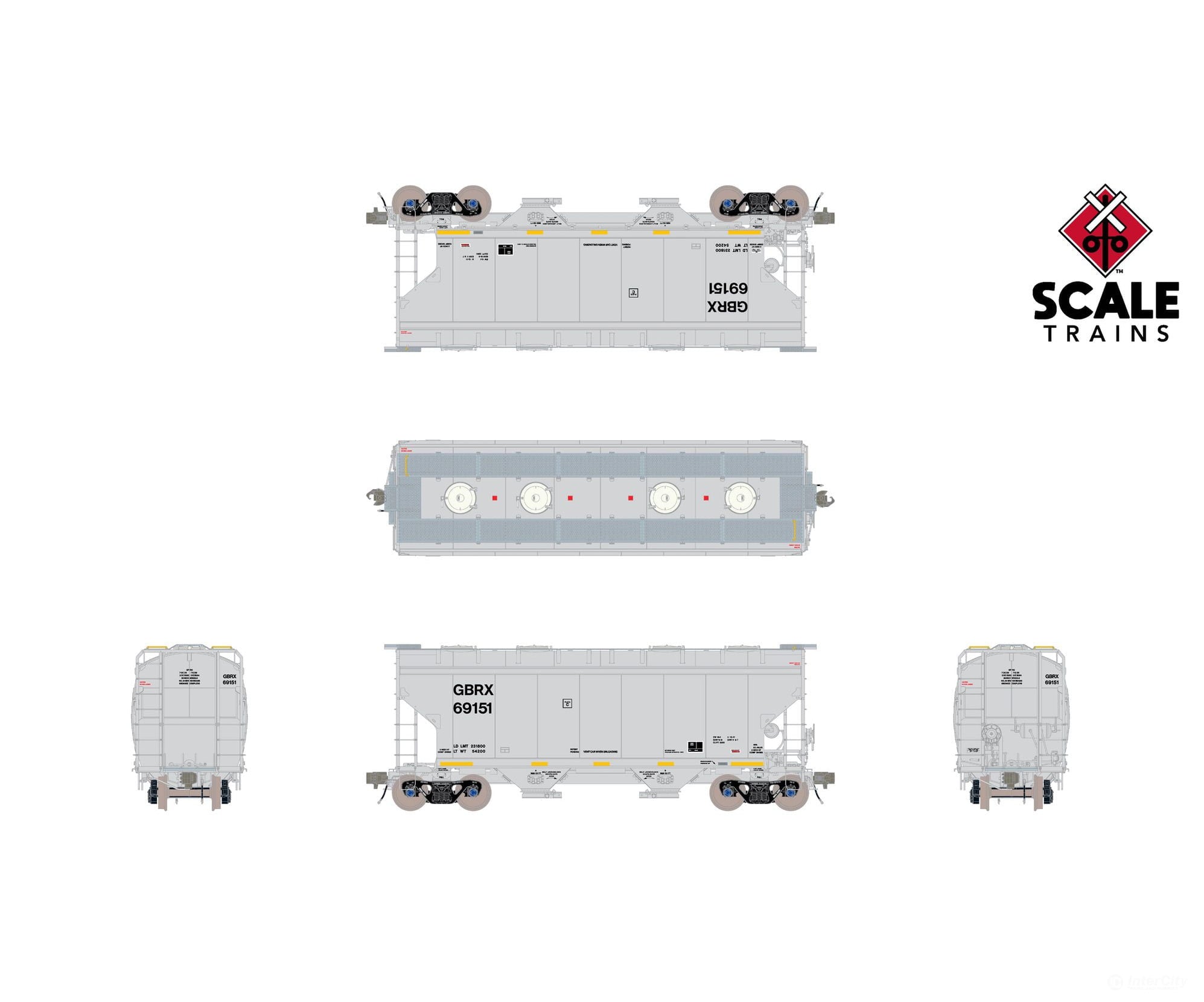 ScaleTrains SXT41116 Rivet Counter HO Scale Gunderson 3250 Covered Hopper Greenbrier Leasing/GRBX 69159 - Freight Cars