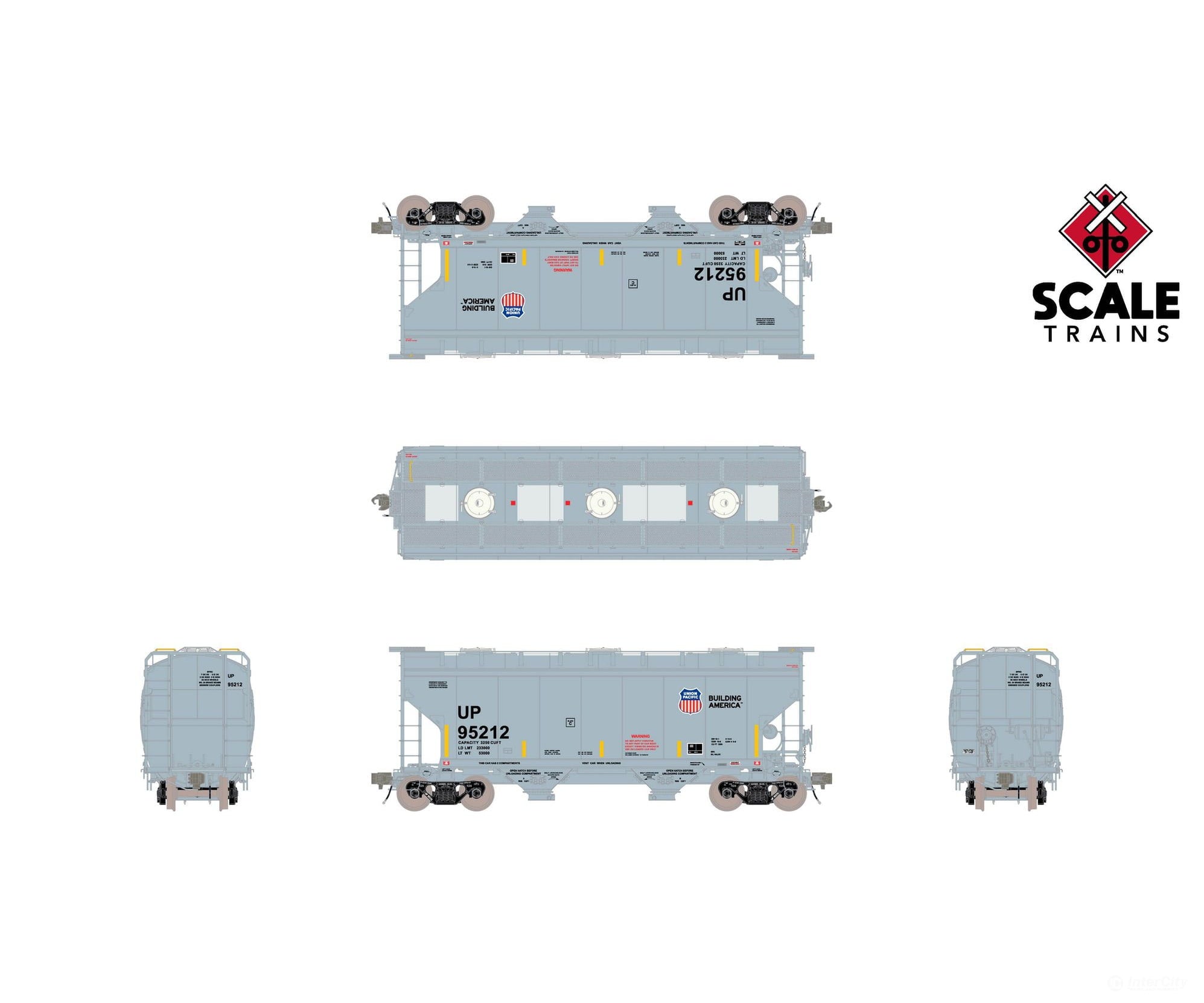 ScaleTrains SXT41130 Rivet Counter HO Scale Gunderson 3250 Covered Hopper Union Pacific/UP 95006 - Freight Cars