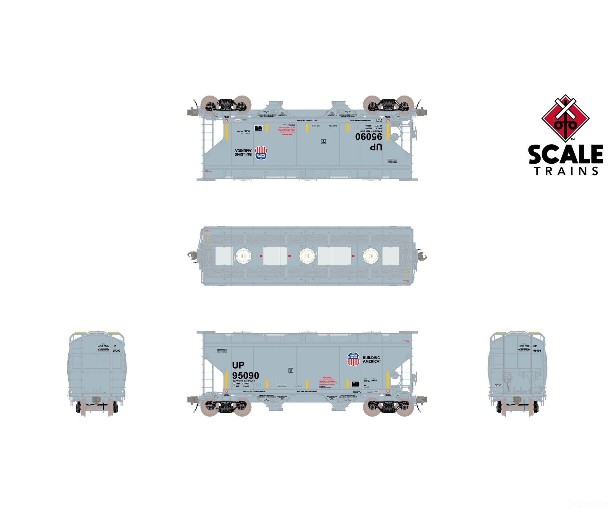 ScaleTrains SXT41130 Rivet Counter HO Scale Gunderson 3250 Covered Hopper Union Pacific/UP 95006 - Freight Cars
