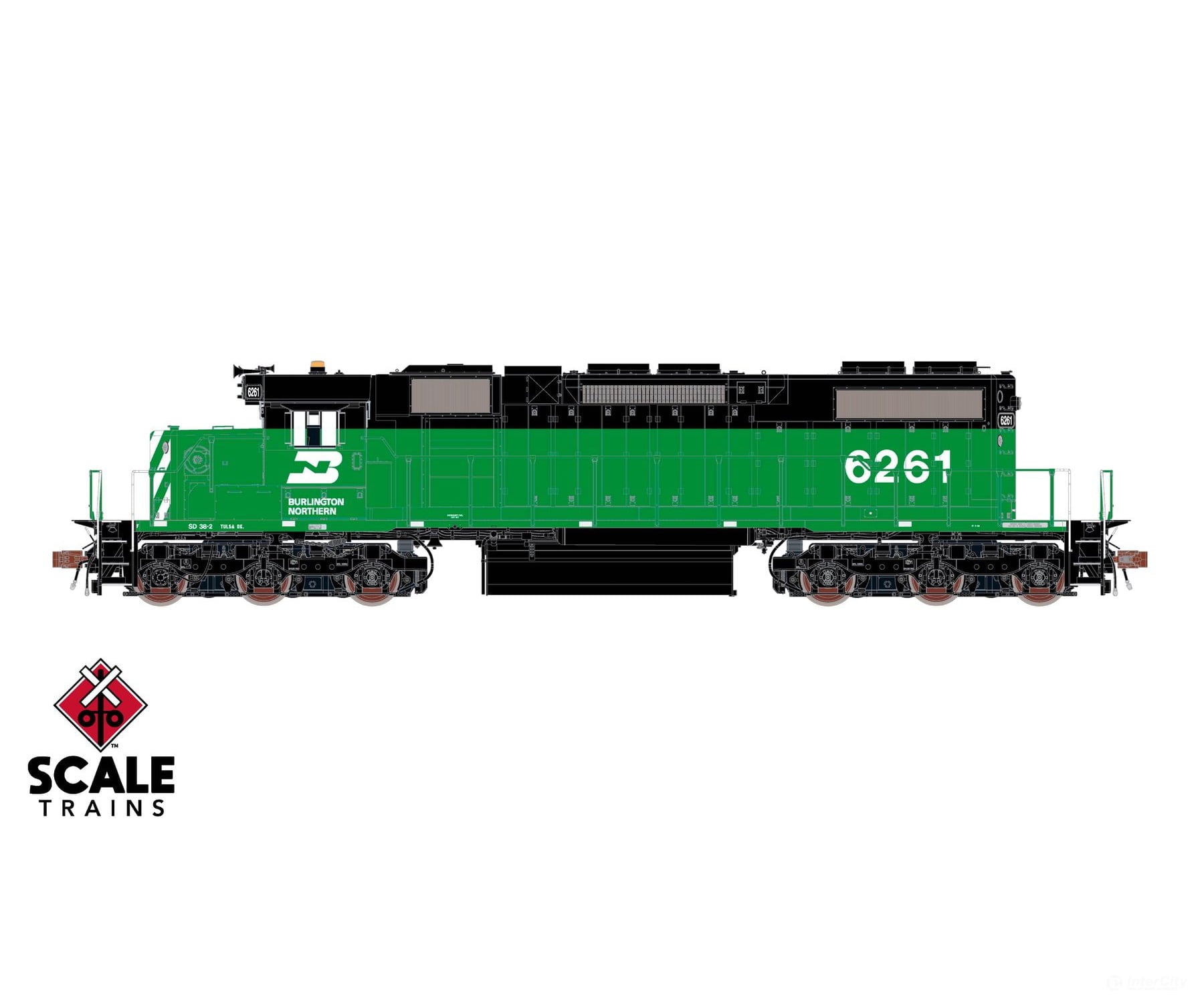 ScaleTrains SXT41226 Rivet Counter HO Scale EMD SD38-2 w/Dynamic Brakes Burlington Northern 6260 DCC & Sound Equipped