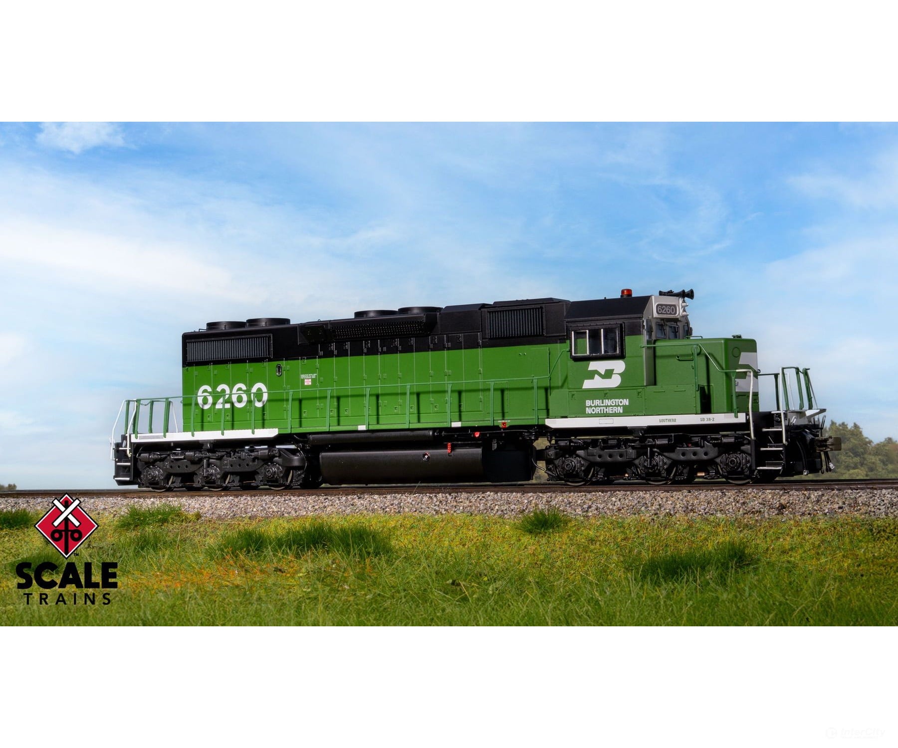 ScaleTrains SXT41232 Rivet Counter HO Scale EMD SD38-2 Burlington Northern/White Face/Beacon 6260 DCC & Sound Equipped