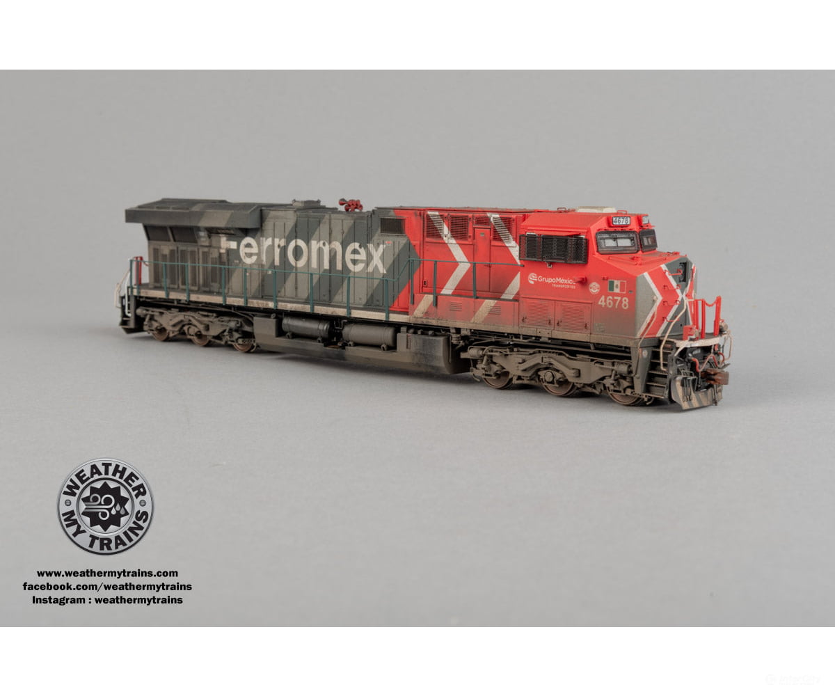 ScaleTrains SXT41445 Rivet Counter HO Scale GE ES44AC Ferromex/Zebra 4678 DCC & Sound Equipped - Weathered by WEATHER