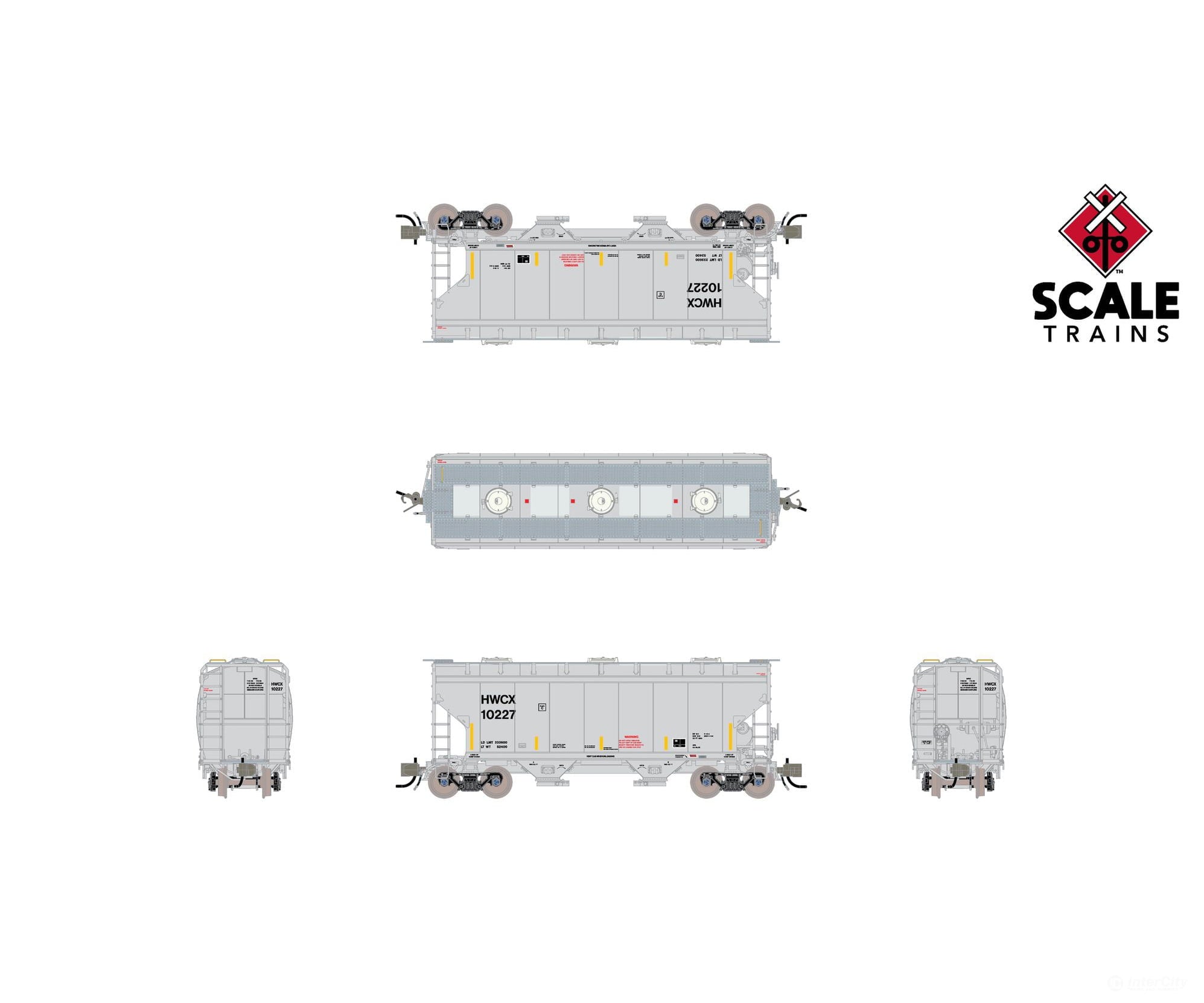 ScaleTrains SXT41488 Rivet Counter N Scale Gunderson 3250 Covered Hopper Halliburton/HWCX 10227 - Freight Cars