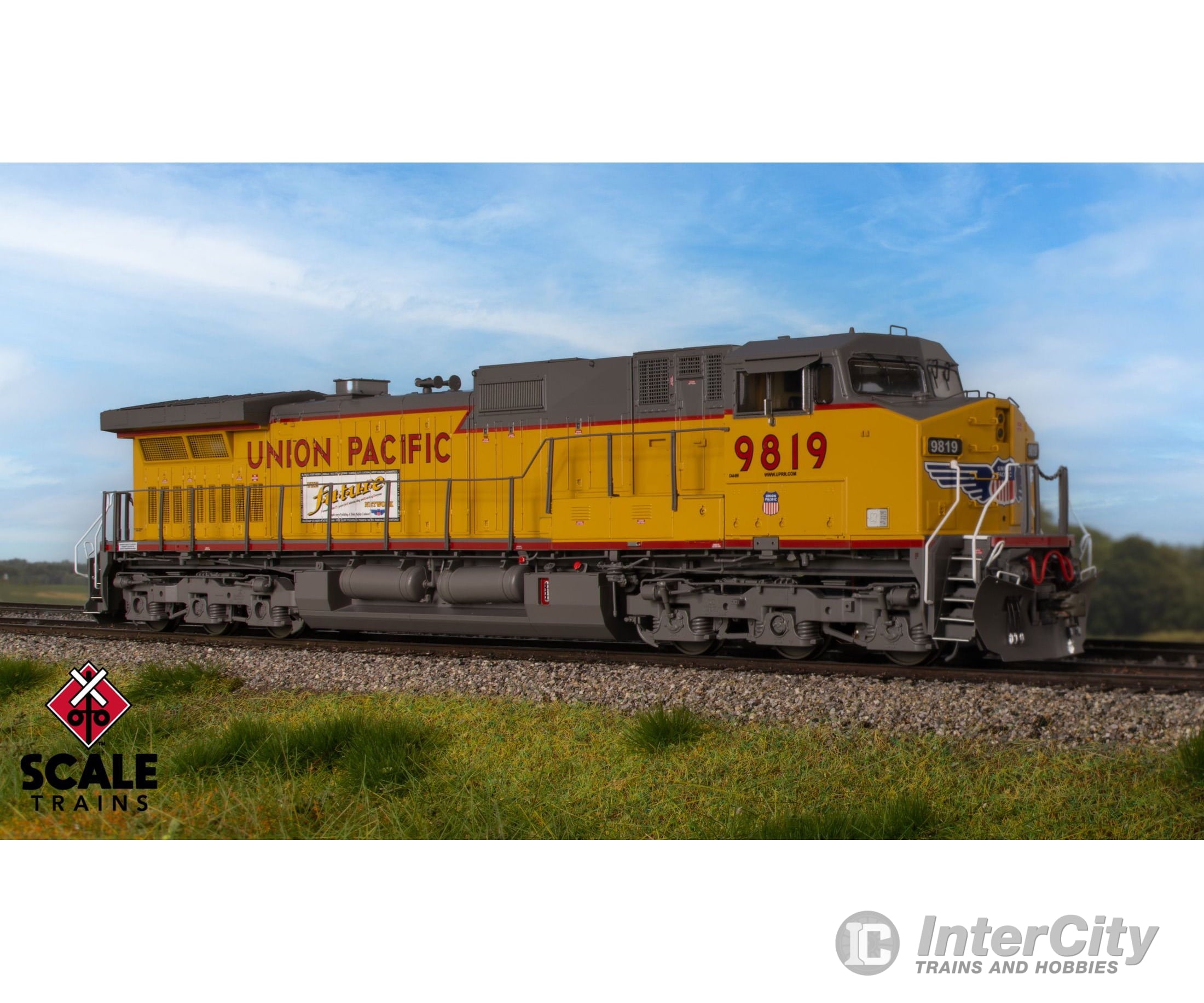 ScaleTrains SXT41589 Rivet Counter HO Scale GE DASH 9-44CW Union Pacific/Winged Nose Logo/’The Future Network’ Side