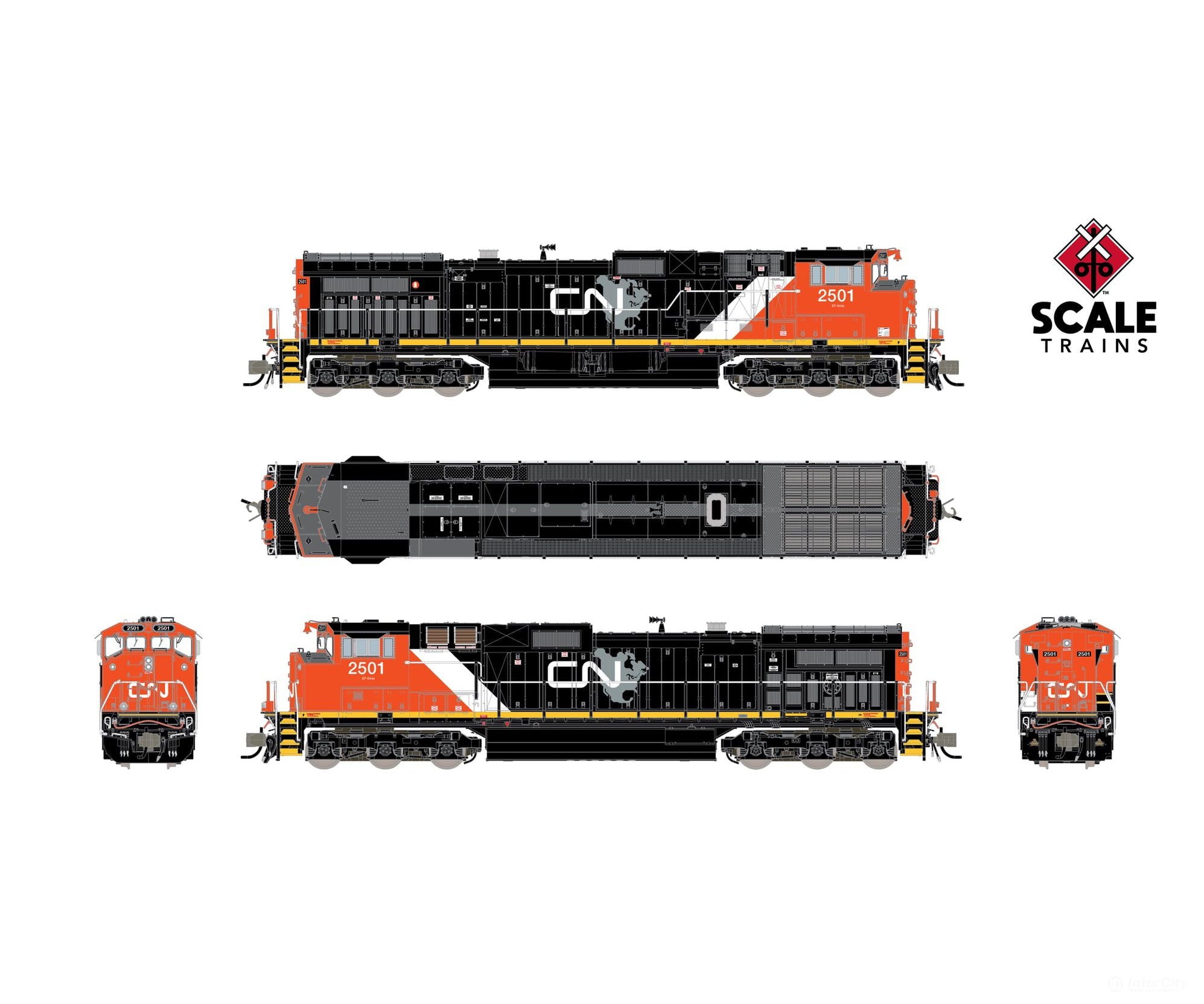 ScaleTrains SXT41702 Rivet Counter N Scale GE DASH 9-44CWL Canadian National/4 Window Cab/North America Map/As