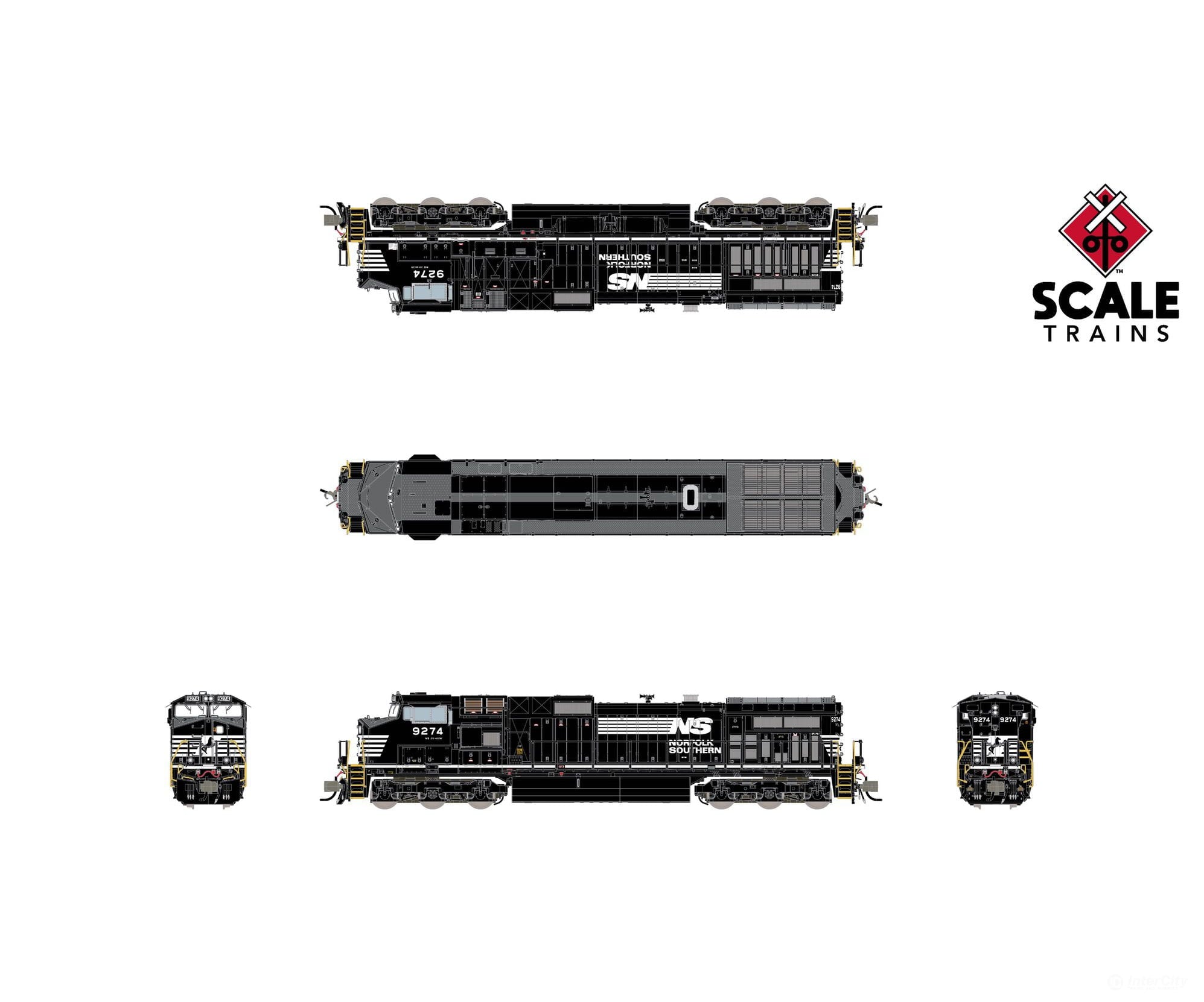 ScaleTrains SXT41713 Rivet Counter N Scale GE DASH 9-40CW Norfolk Southern/Thoroughbred/Solid Sill Stripe 9274 DCC &