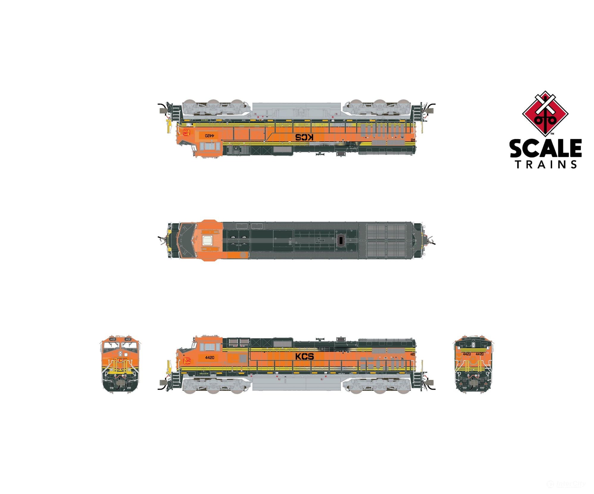ScaleTrains SXT41721 Rivet Counter N Scale GE DASH 9-44CW Kansas City Southern/ex-BNSF Heritage II Patched/Exhaust Burn