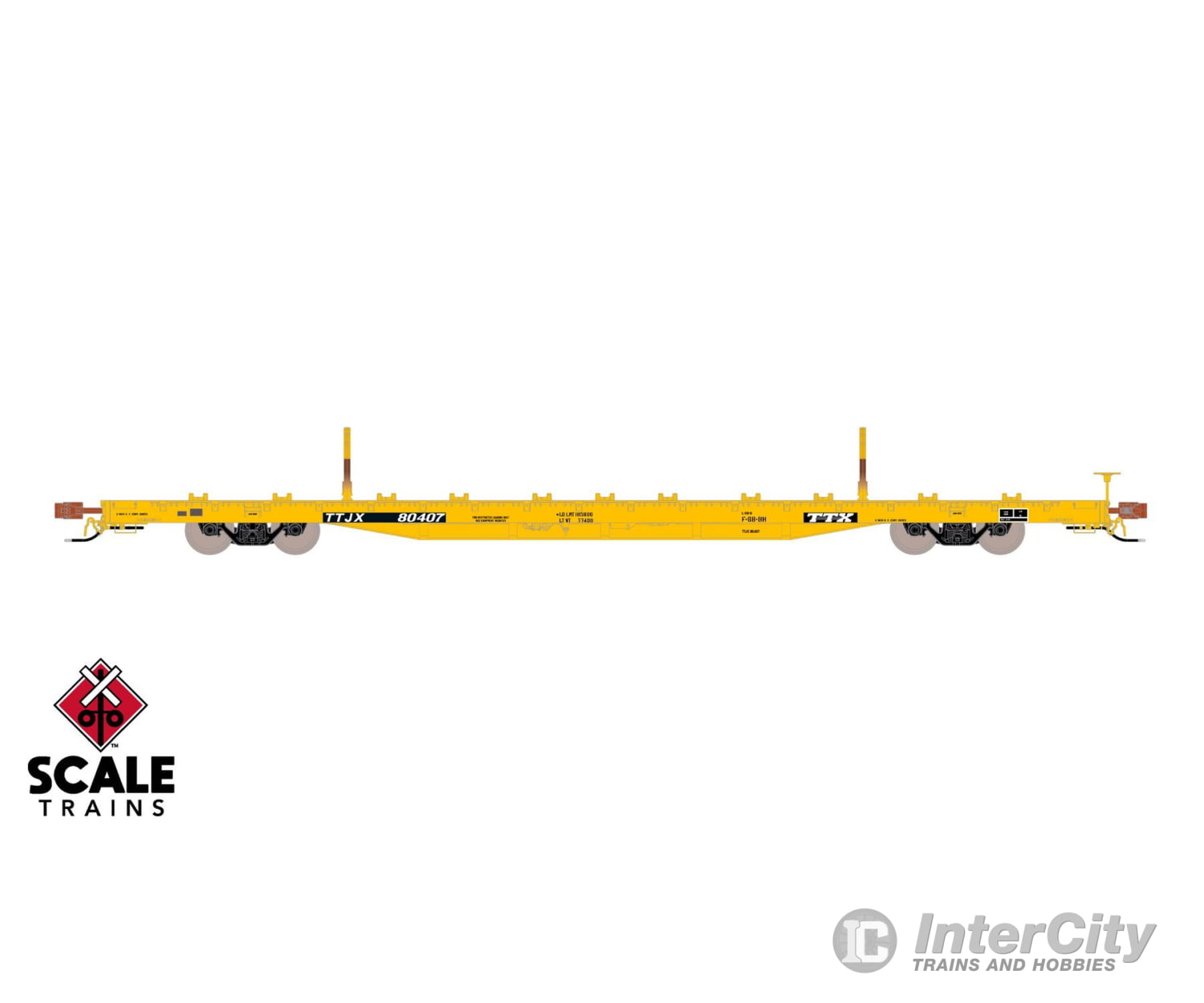 ScaleTrains SXT41746 Rivet Counter HO Scale BSC F68BH Finger Rack Flatcar TTX/Yellow Full Repaint/1991 Speed Logo 80413
