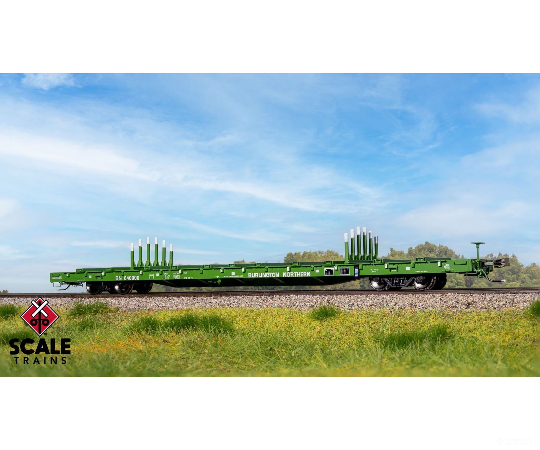 ScaleTrains SXT41757 Rivet Counter HypoTypical HO Scale BSC F68BH Finger Rack Flatcar Burlington Northern/Green 640000