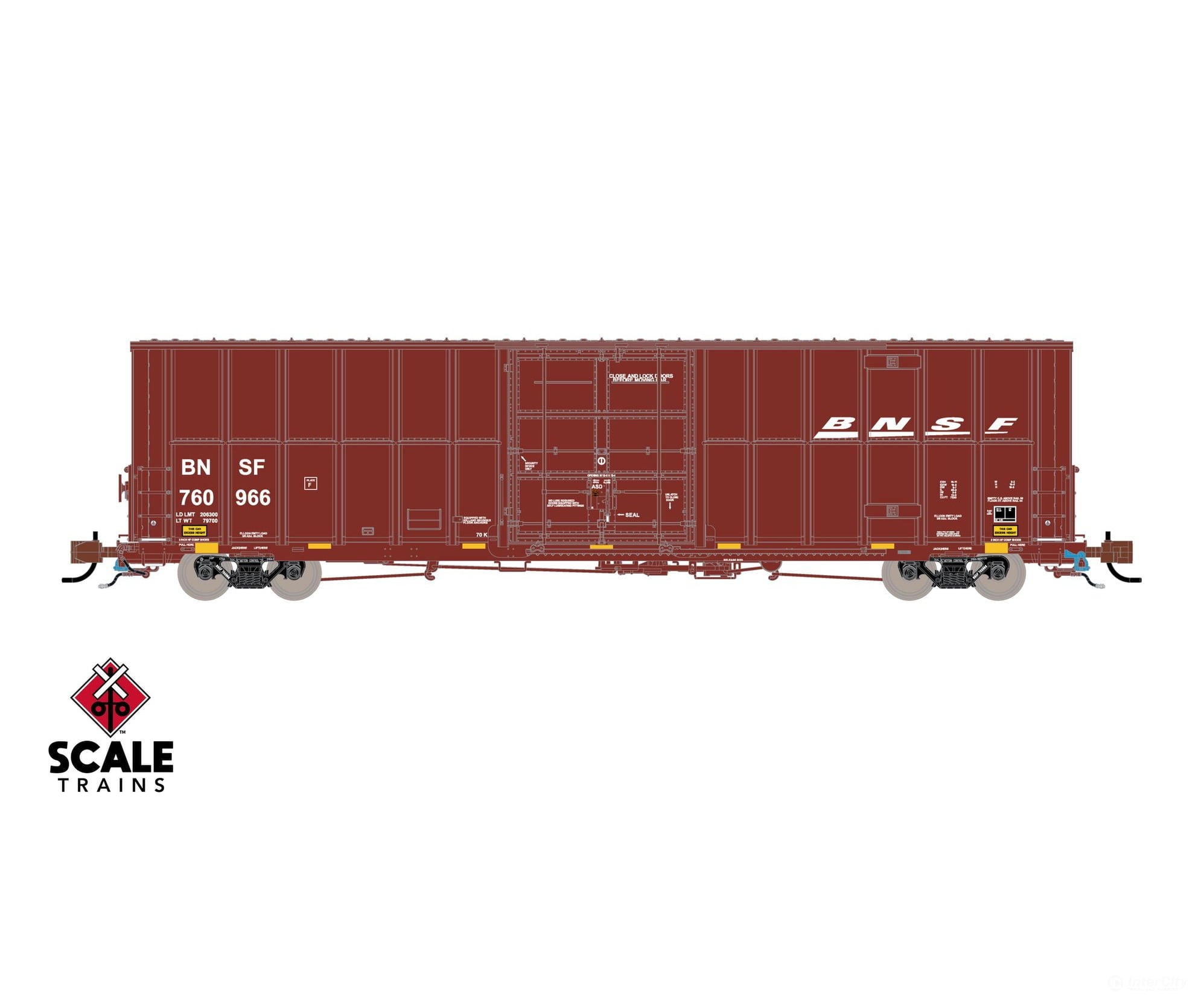 ScaleTrains SXT41789 Rivet Counter N Scale Trinity 60’ 7500 12’ Plug-Door High-Cube Boxcar BNSF/Wedge/Conspicuity