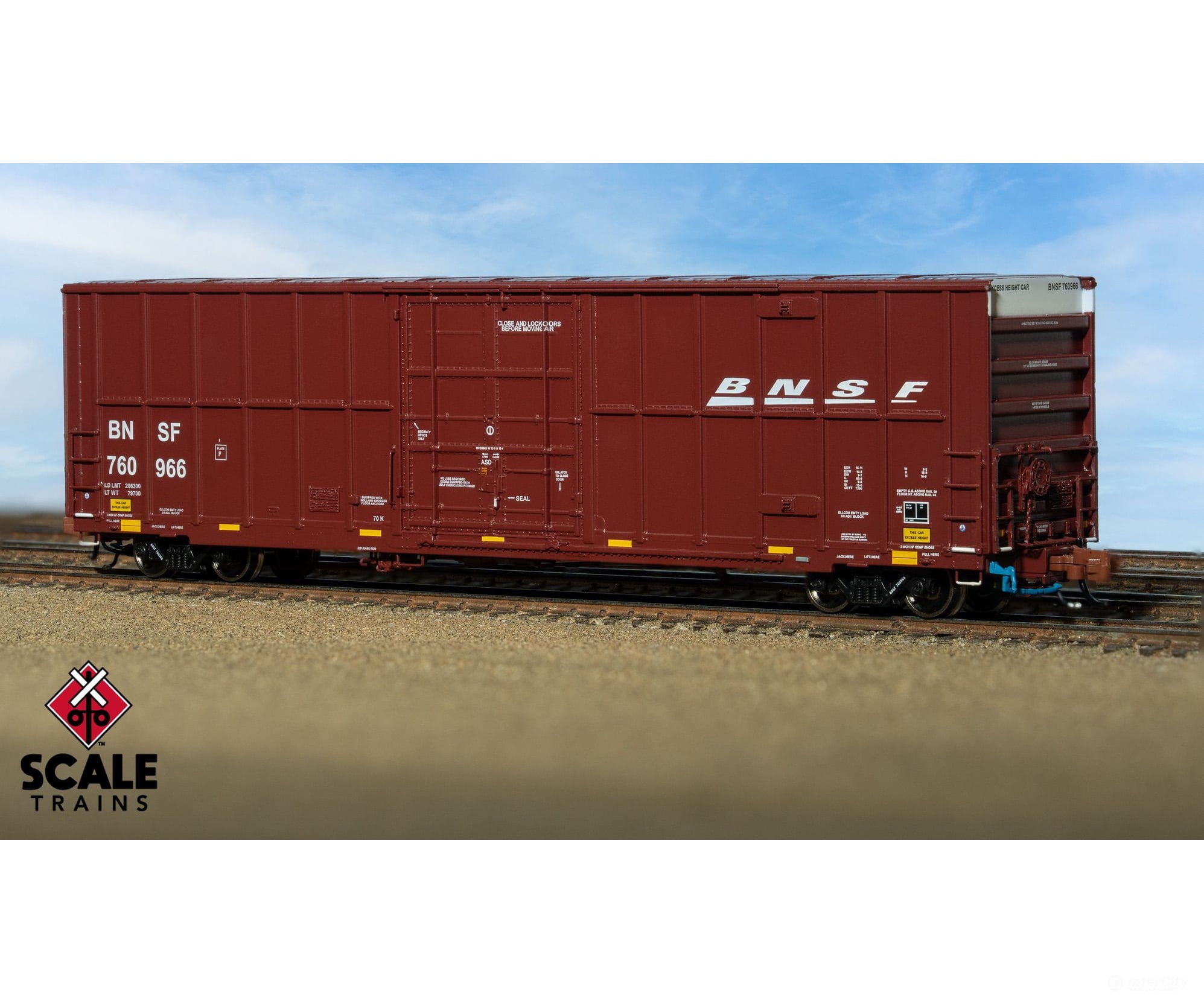 ScaleTrains SXT41789 Rivet Counter N Scale Trinity 60’ 7500 12’ Plug-Door High-Cube Boxcar BNSF/Wedge/Conspicuity