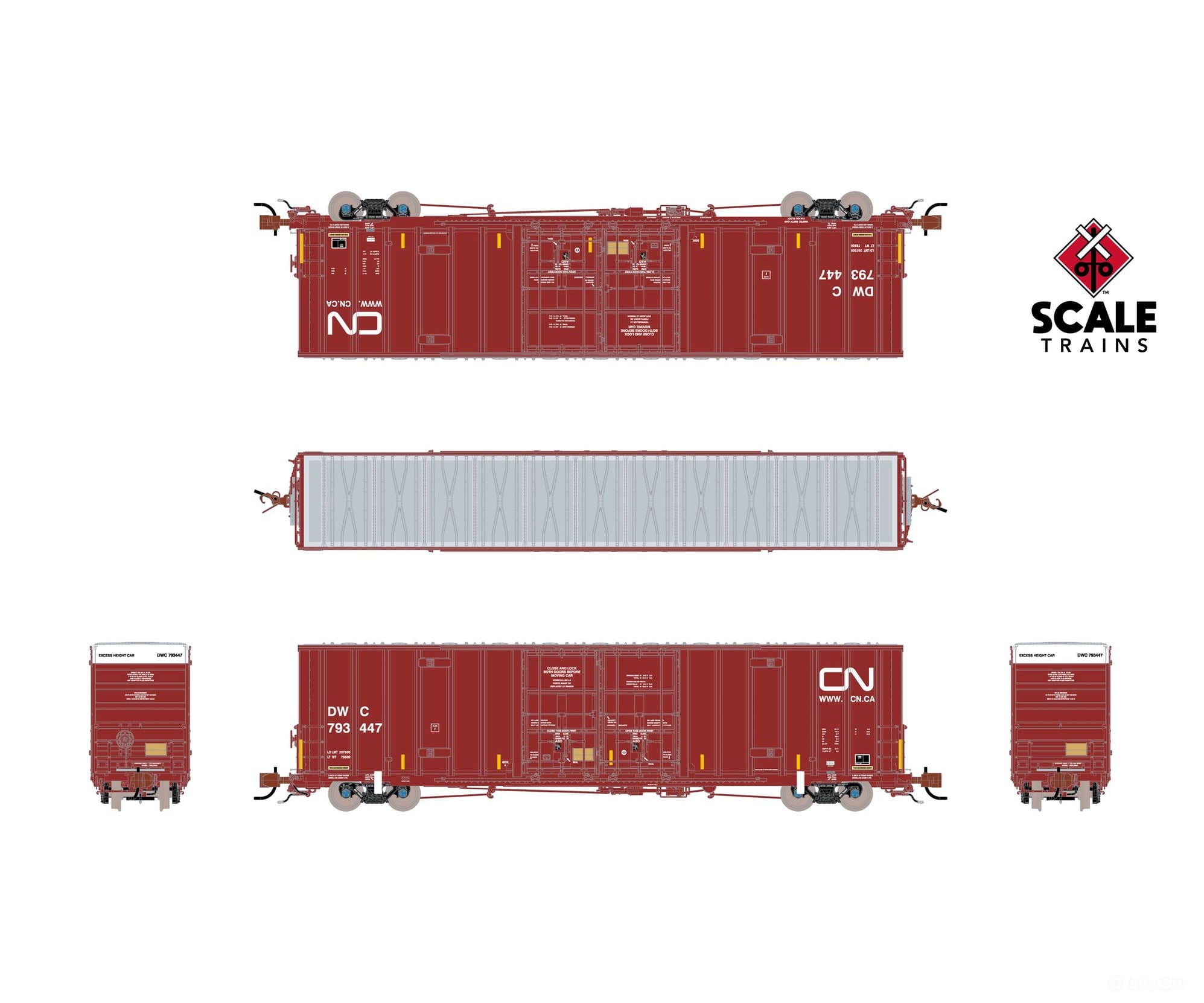 ScaleTrains SXT41791 Rivet Counter N Scale Trinity 60’ 7500 8’ Double-Plug-Door High-Cube Boxcar Canadian