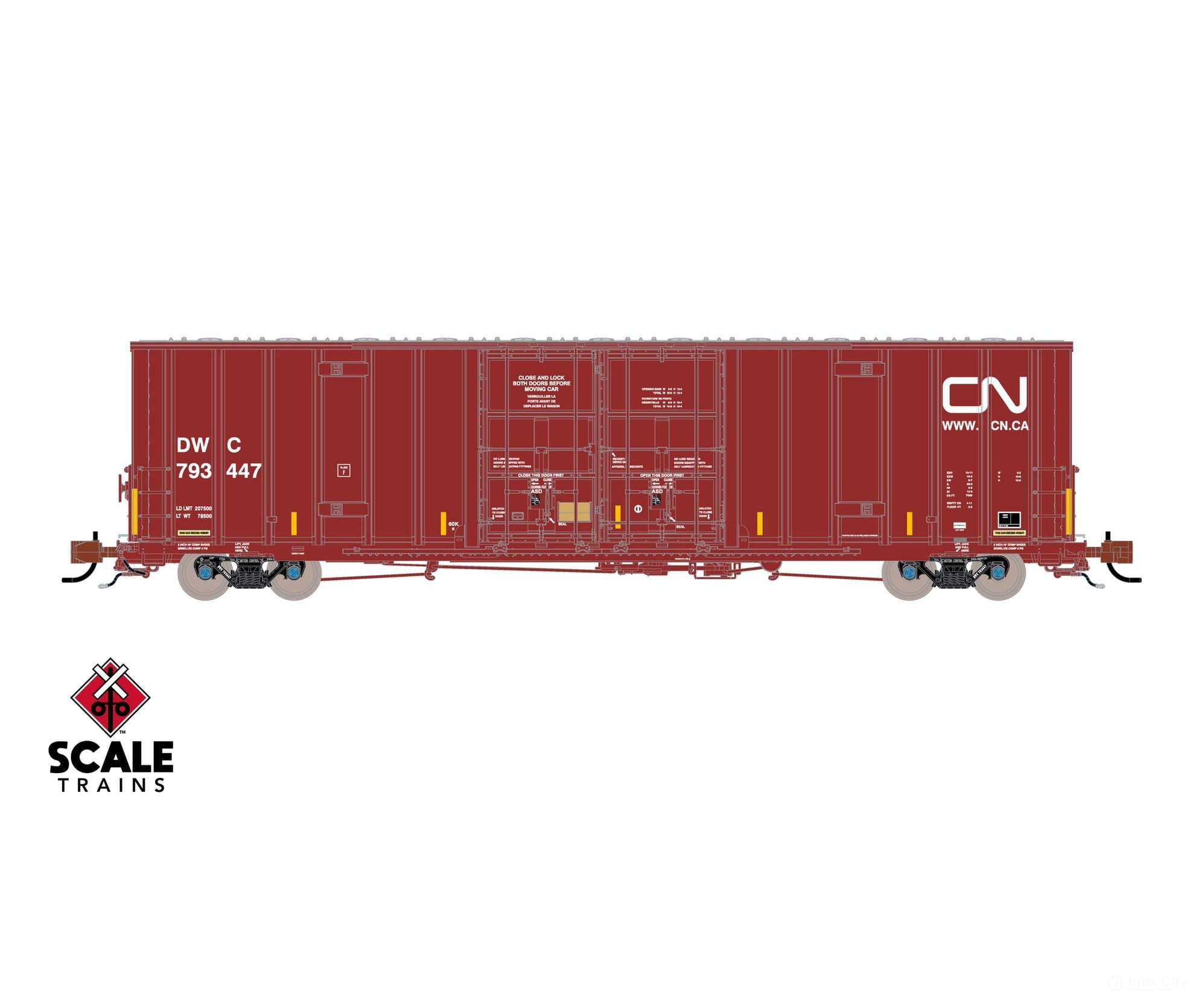ScaleTrains SXT41795 Rivet Counter N Scale Trinity 60’ 7500 8’ Double-Plug-Door High-Cube Boxcar Canadian