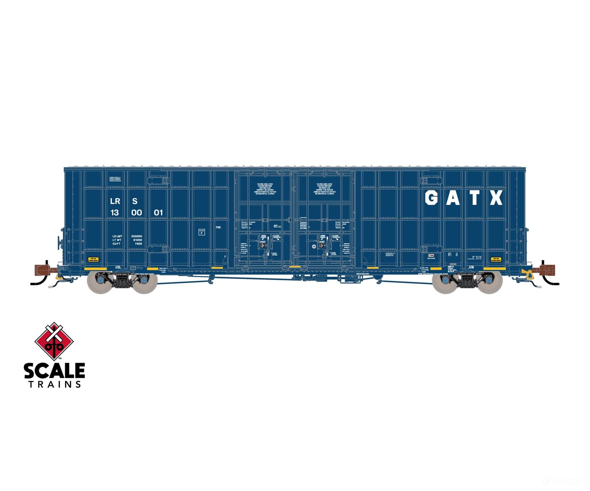 ScaleTrains SXT41796 Rivet Counter N Scale Trinity 60’ 7500 8’ Double-Plug-Door High-Cube Boxcar GATX/English & Spanish