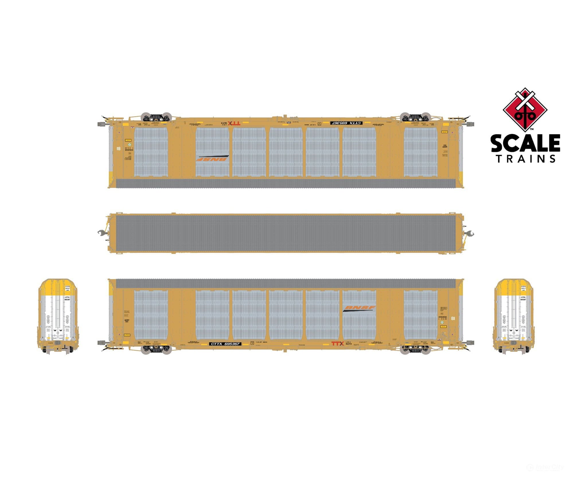 ScaleTrains SXT42018 Rivet Counter HO Scale Gunderson Multi-Max Autorack BNSF/Yellow/CTTX 695373 - Freight Cars