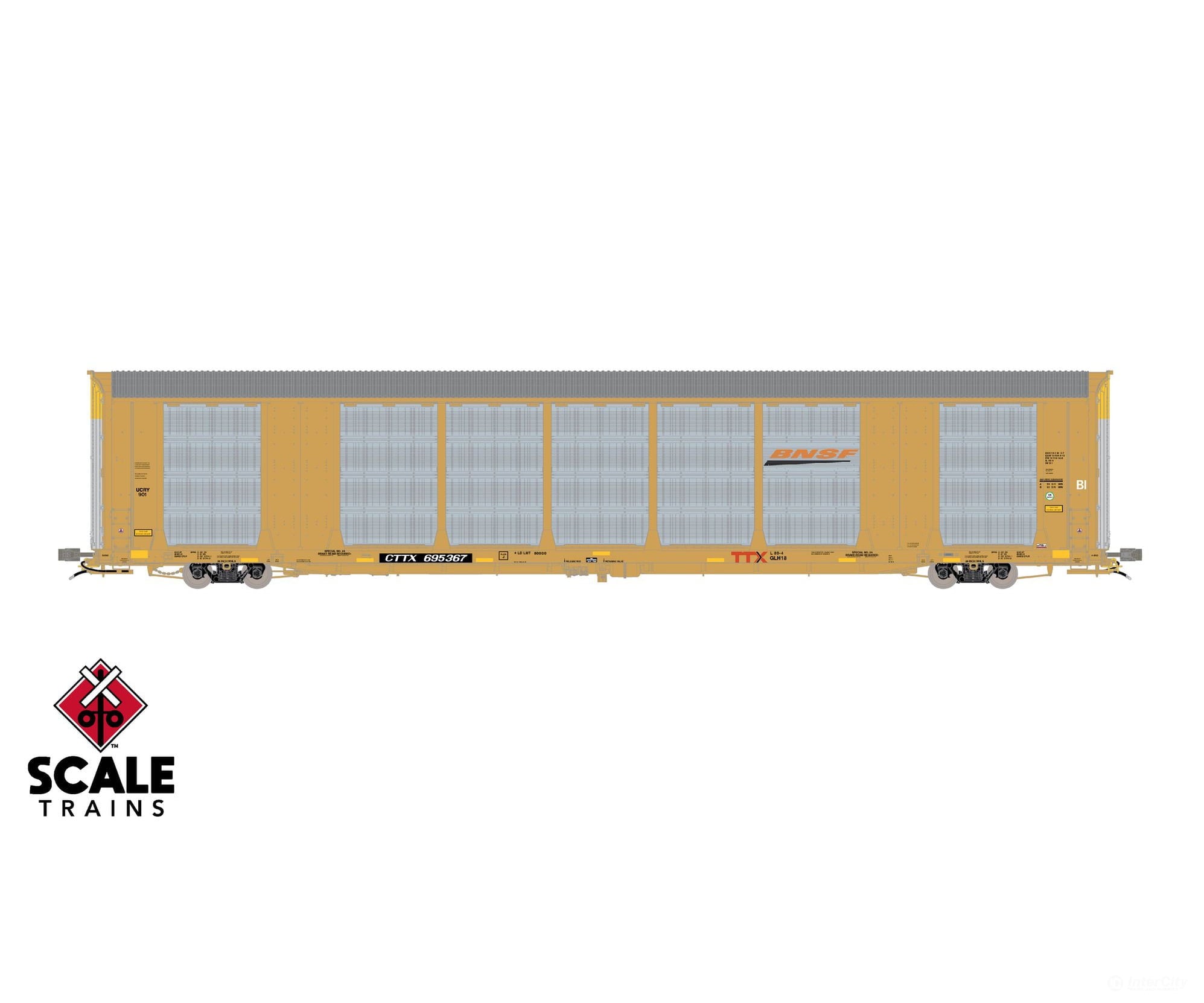ScaleTrains SXT42018 Rivet Counter HO Scale Gunderson Multi-Max Autorack BNSF/Yellow/CTTX 695373 - Freight Cars