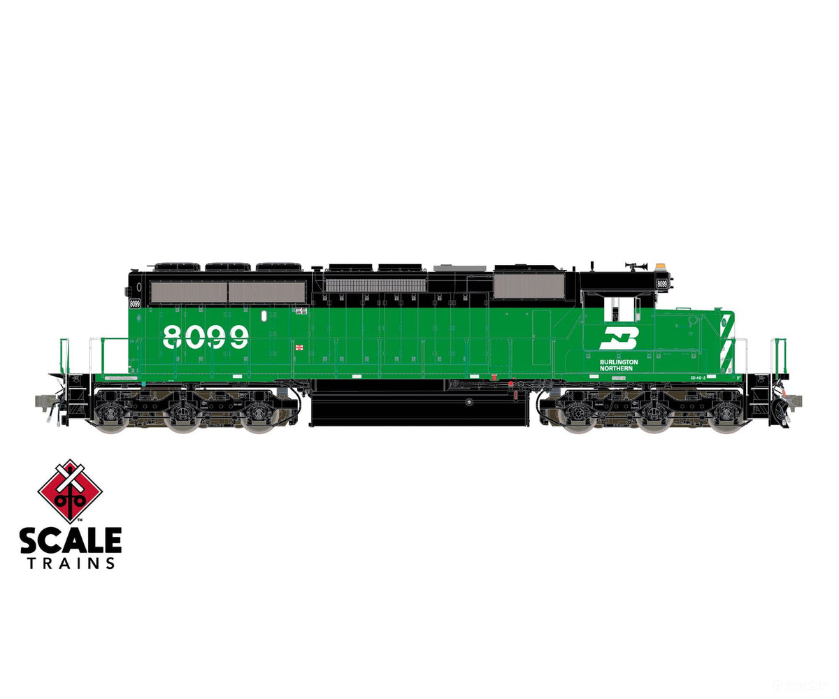 ScaleTrains SXT42127 Rivet Counter HO Scale EMD SD40-2 Burlington Northern/Late/Class Lights 8099 DC/DCC Ready