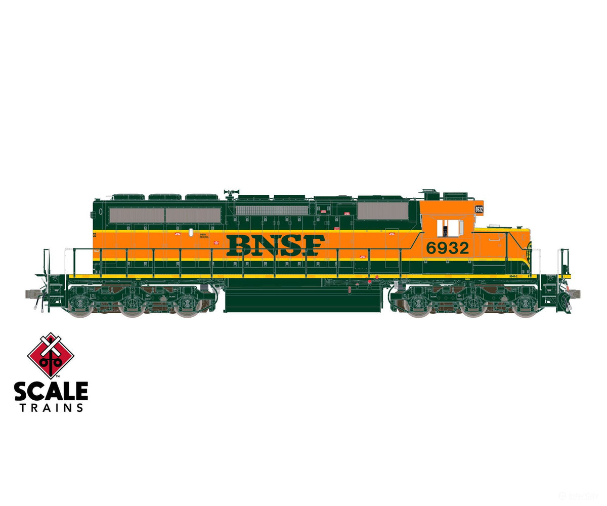 ScaleTrains SXT42141 Rivet Counter HO Scale EMD SD40-2 BNSF/Heritage I/Ditch Lights/Orange Walkway/Green HVAC 6932