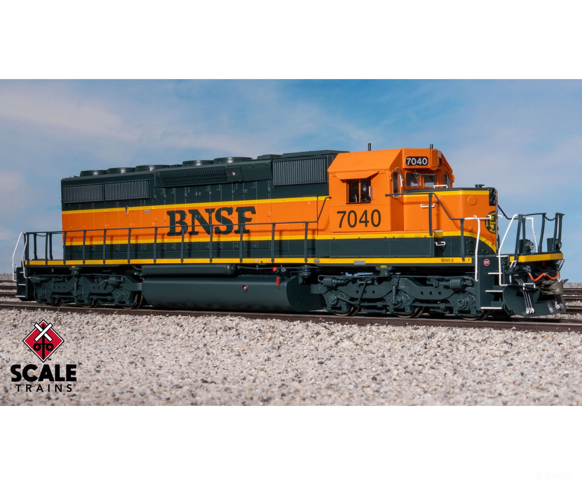 ScaleTrains SXT42144 Rivet Counter HO Scale EMD SD40-2 BNSF/Heritage I/Ditch Lights/Green Walkway 7040 DCC & Sound