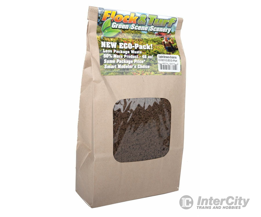 Scenic Express 831E Flock & Turf Ground Cover ECO Pack Bag - 48oz 1.4L -- Coarse - Light Brown Other Scenery