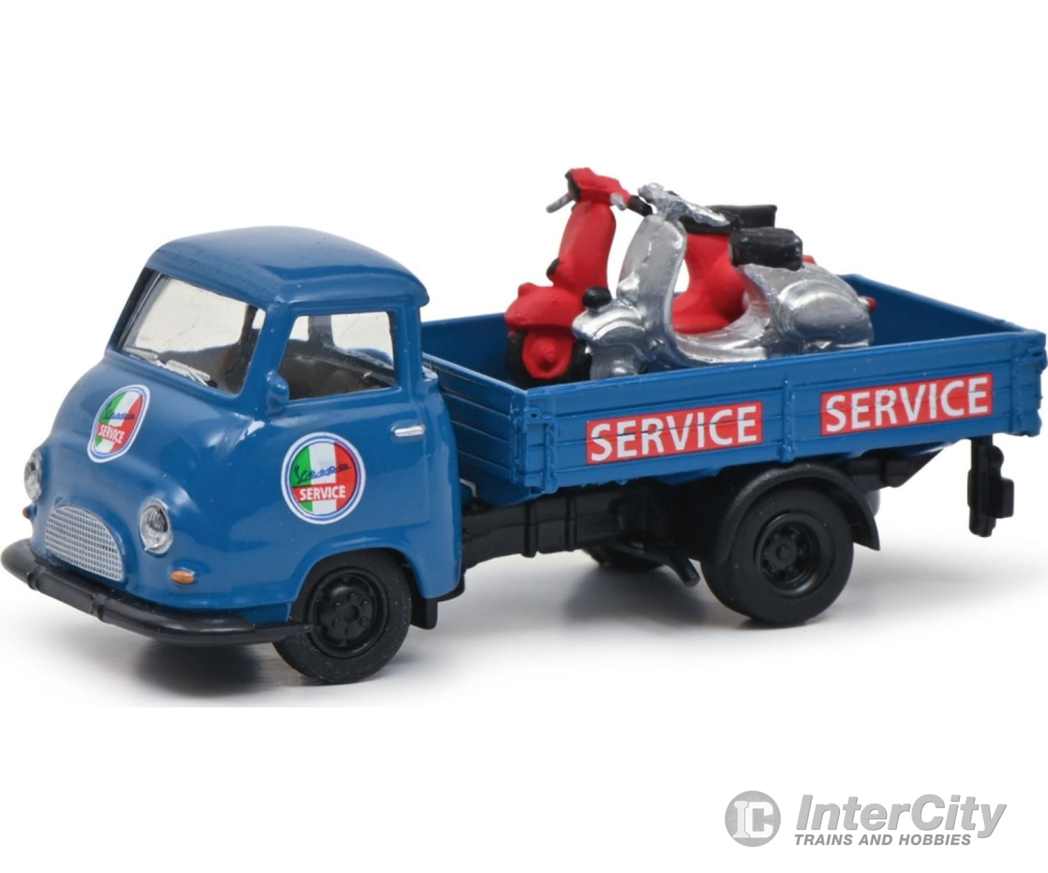 Schuco 452661400 Ho Hanomag Kurier Flatbed With Vespas (Blue) Cars & Trucks