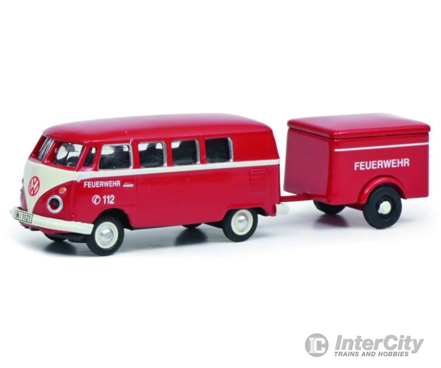 Schuco 452661800 Ho Vw T1 Bus W. Trailer Fire Engine Cars & Trucks