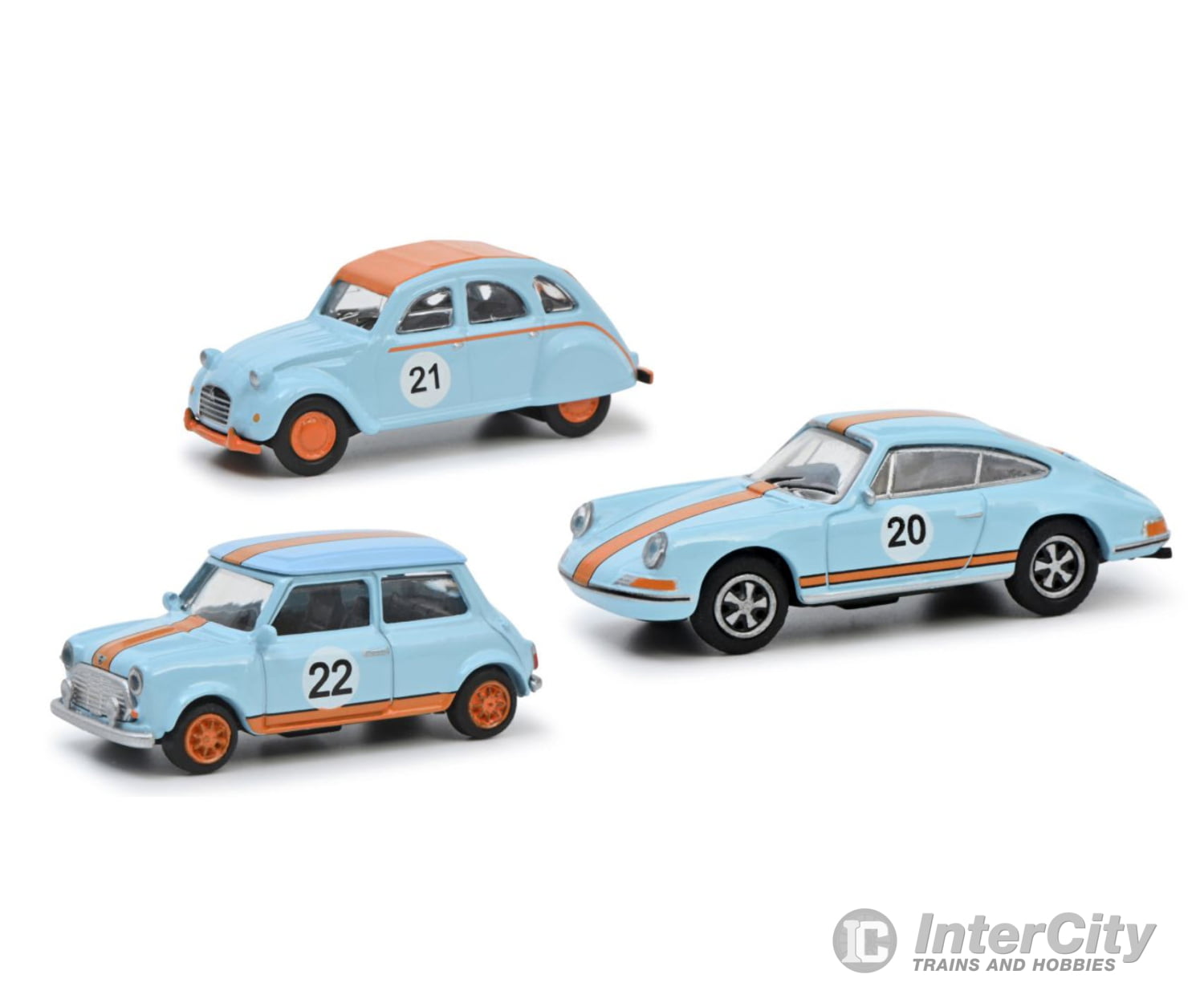 Schuco 452671600 Ho Mhi Vintage Racing Set Includes: Citroen 2Cv Porsche 911 Mini Cooper Cars &