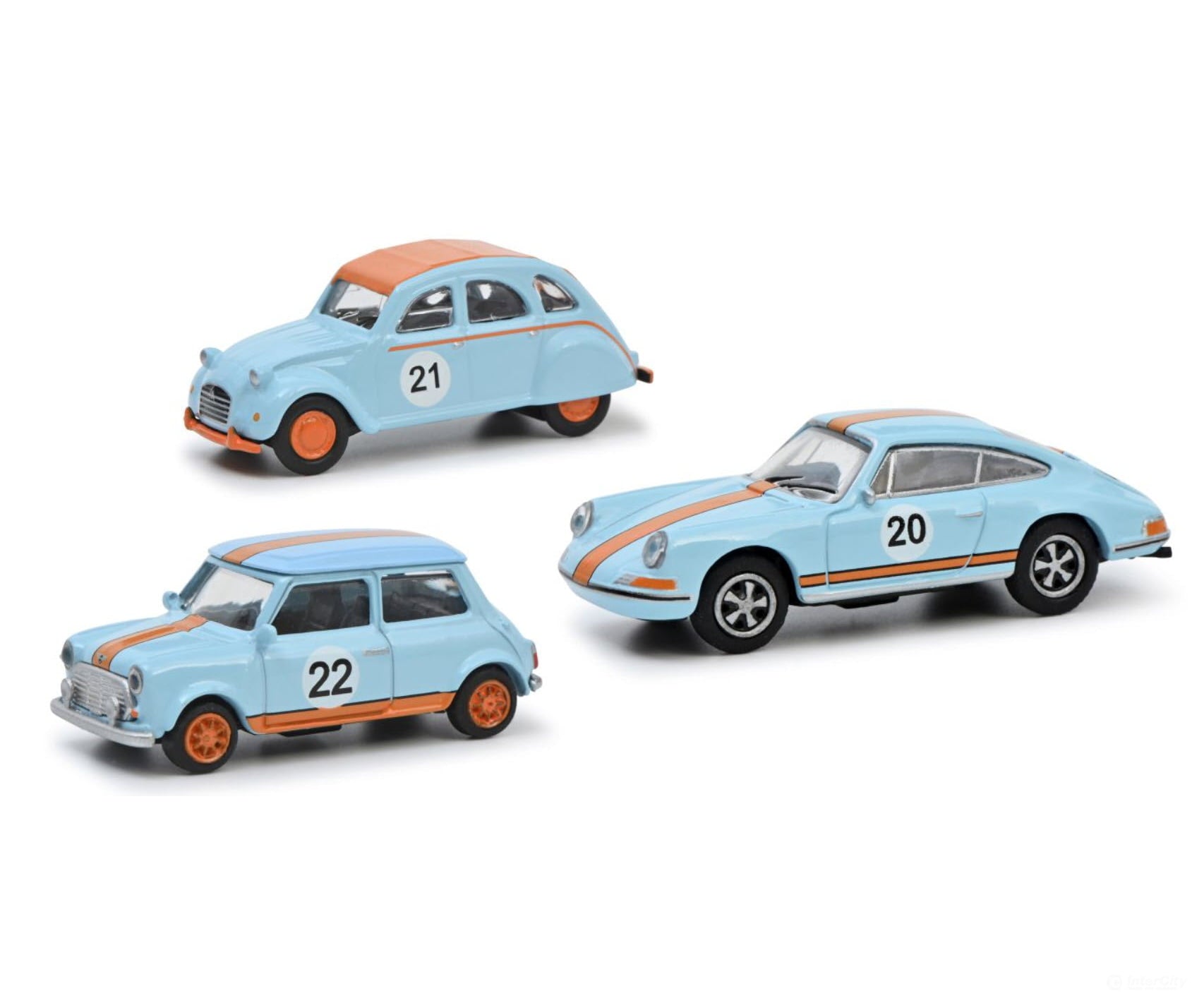 Schuco 452671600 Ho Mhi Vintage Racing Set Includes: Citroen 2Cv Porsche 911 Mini Cooper Cars &