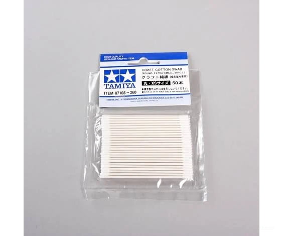 Tamiya 87103 Craft Cotton Swab - Extra Small Round 50/Pack Tools
